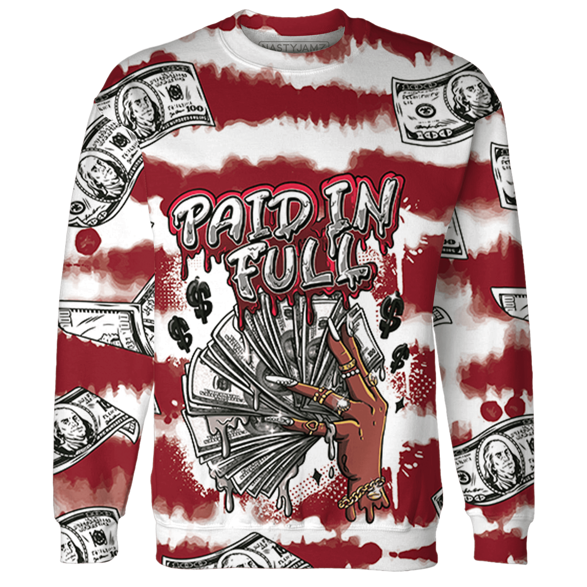 Cherry 12s Sweatshirt Match Paid In Full 3D All-Over Print - NastyJamz