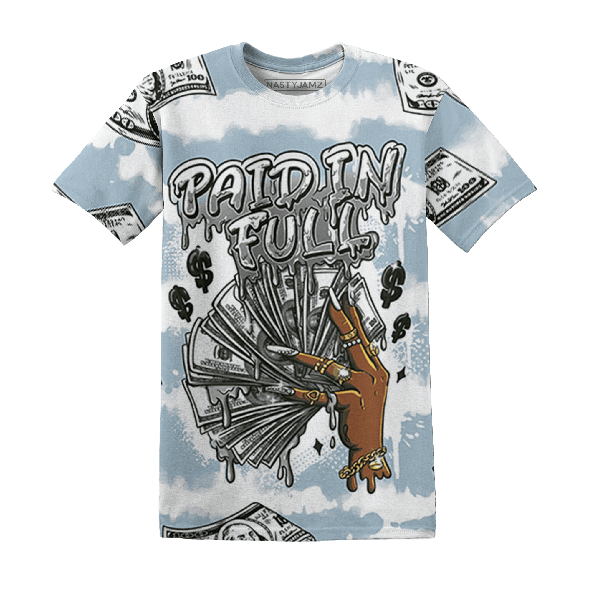 Blue Grey 13s T Shirt Match Paid In Full 3D All-Over Print - NastyJamz