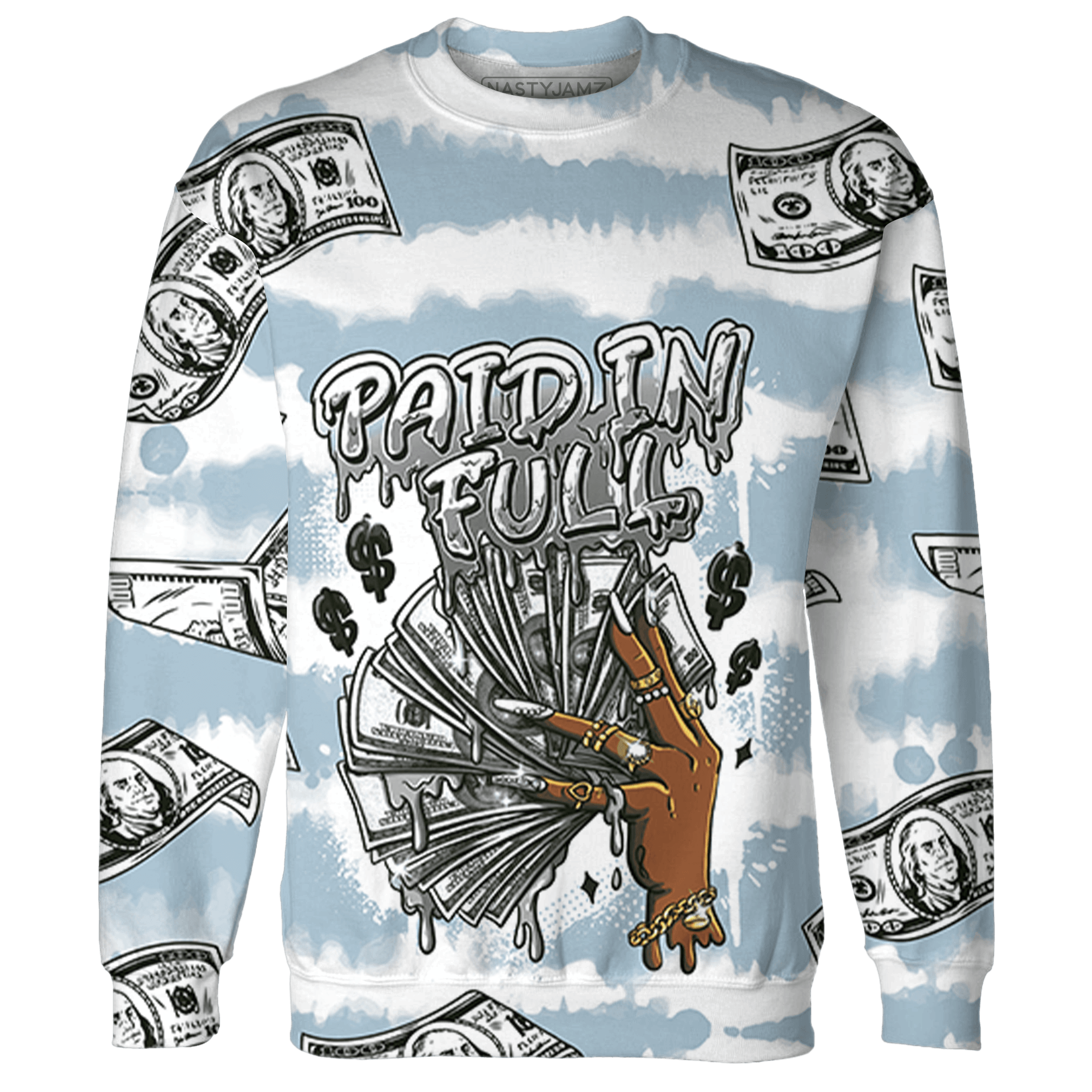 Blue Grey 13s Sweatshirt Match Paid In Full 3D All-Over Print - NastyJamz