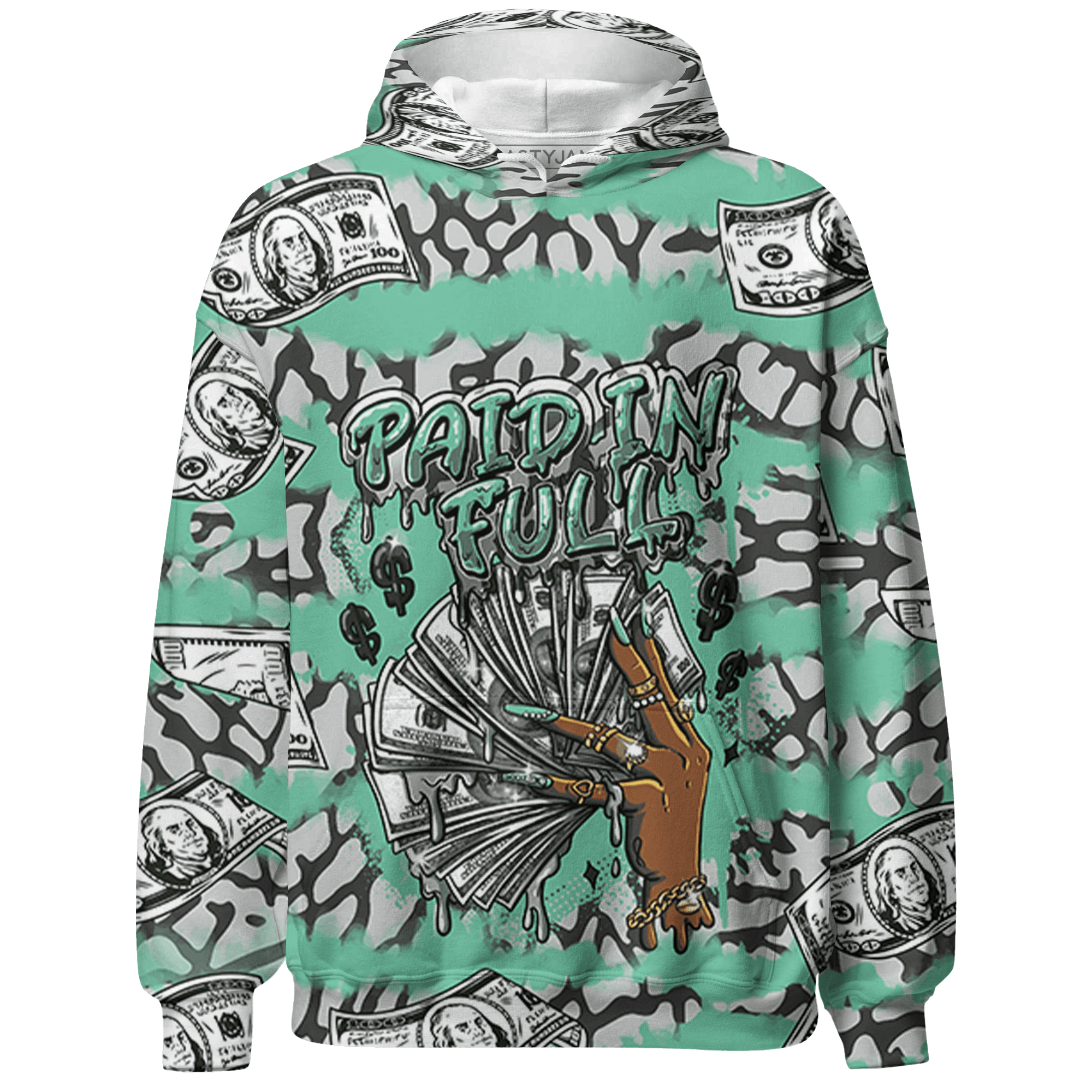 Green Glow 3s Hoodie Match Paid In Full 3D All-Over Print - NastyJamz