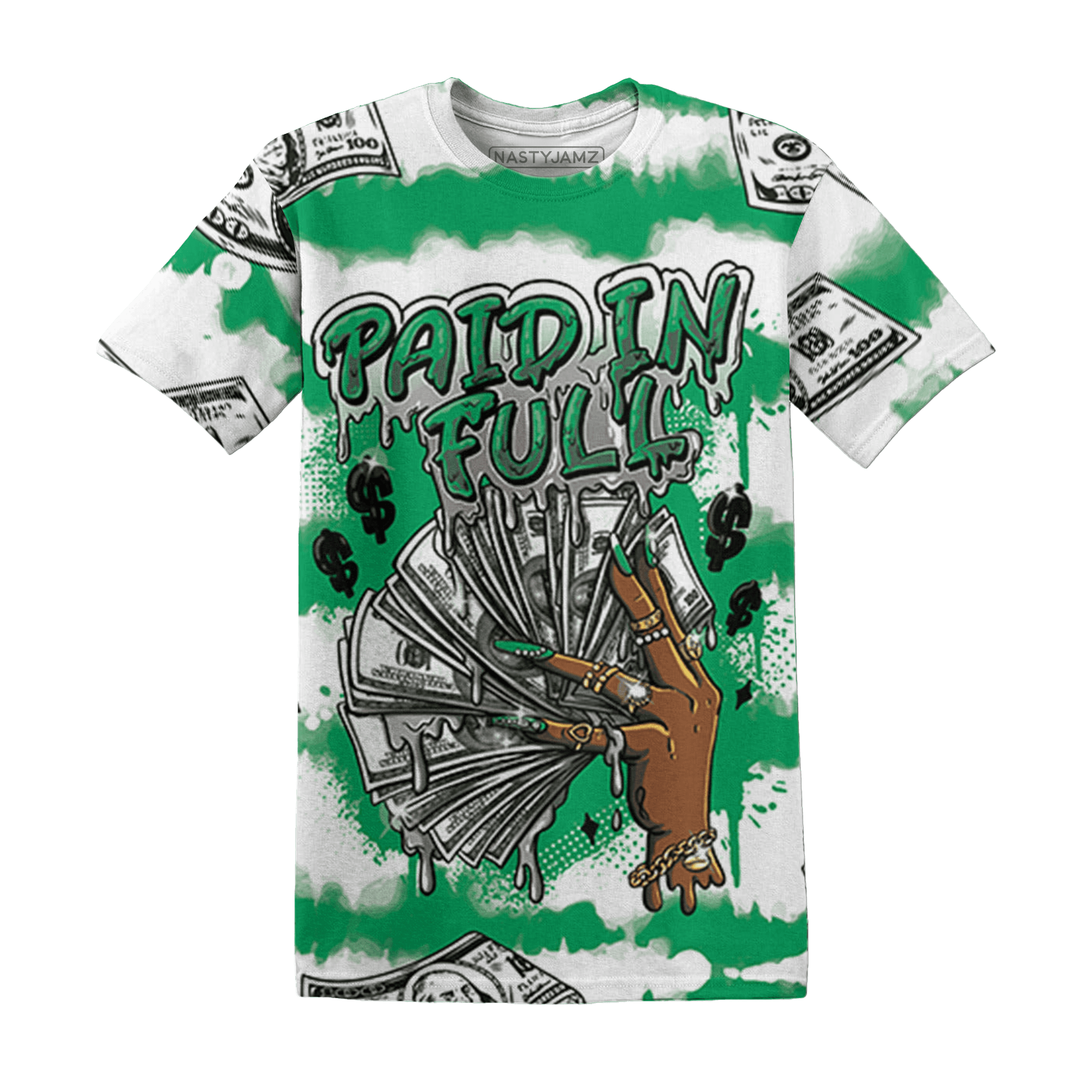 Lucky Green 5s T Shirt Match Paid In Full 3D All-Over Print - NastyJamz