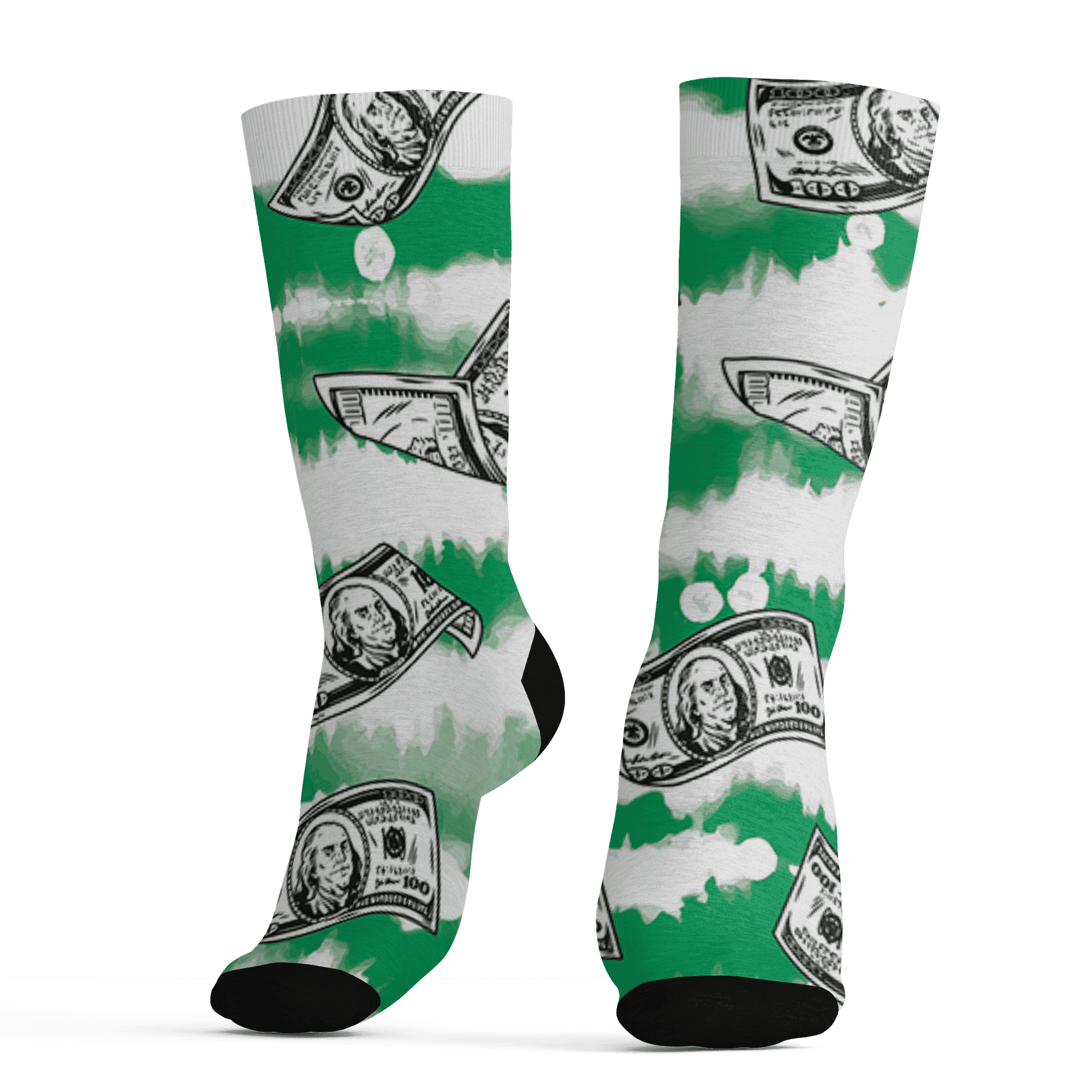 Lucky Green 5s Socks Match Paid In Full 3D All-Over Print - NastyJamz