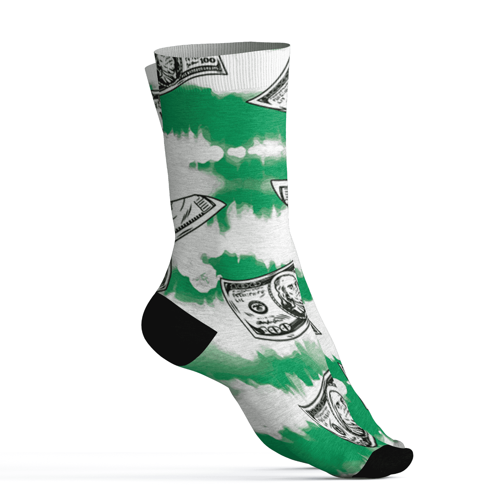 Lucky Green 5s Socks Match Paid In Full 3D All-Over Print - NastyJamz