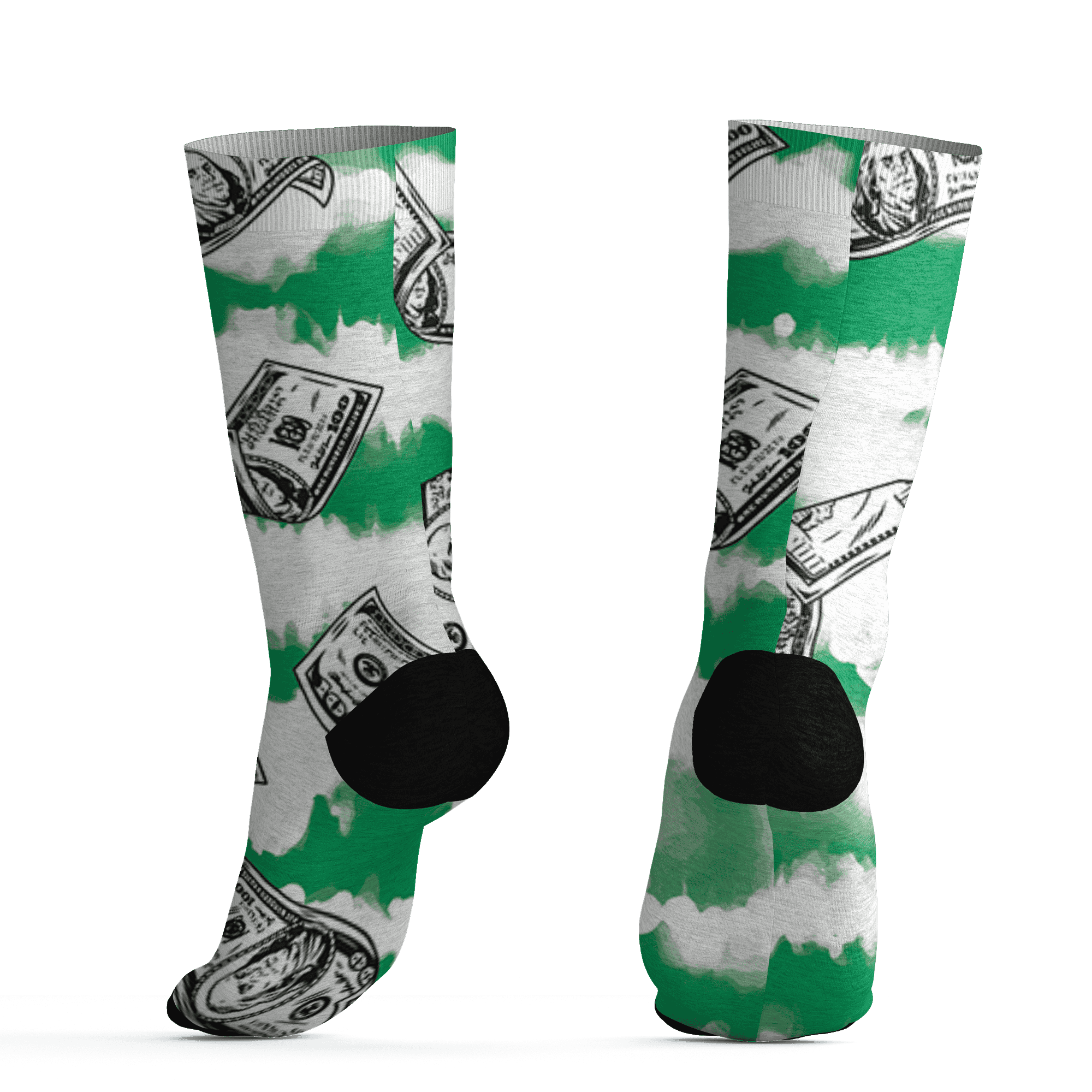Lucky Green 5s Socks Match Paid In Full 3D All-Over Print - NastyJamz