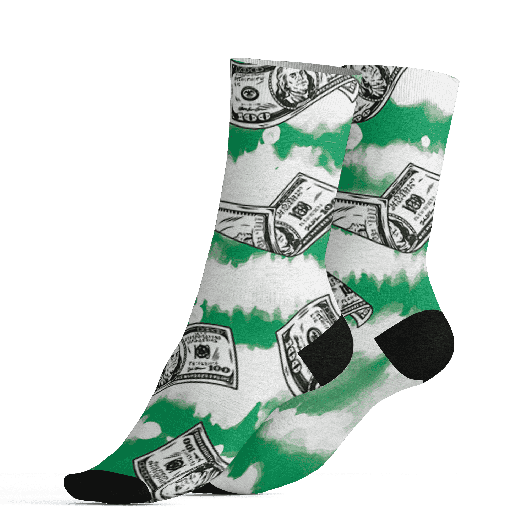 Lucky Green 5s Socks Match Paid In Full 3D All-Over Print - NastyJamz