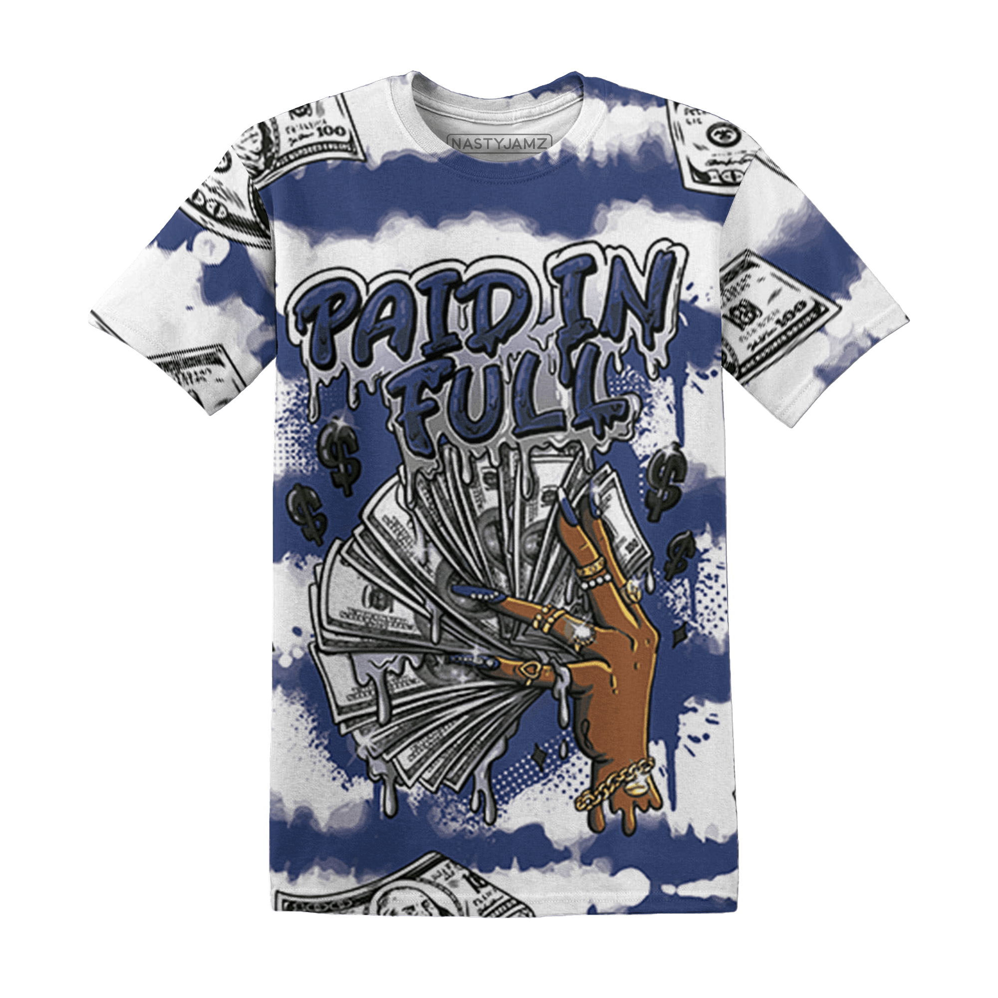 Midnight Navy 5s T Shirt Match Paid In Full 3D All-Over Print - NastyJamz