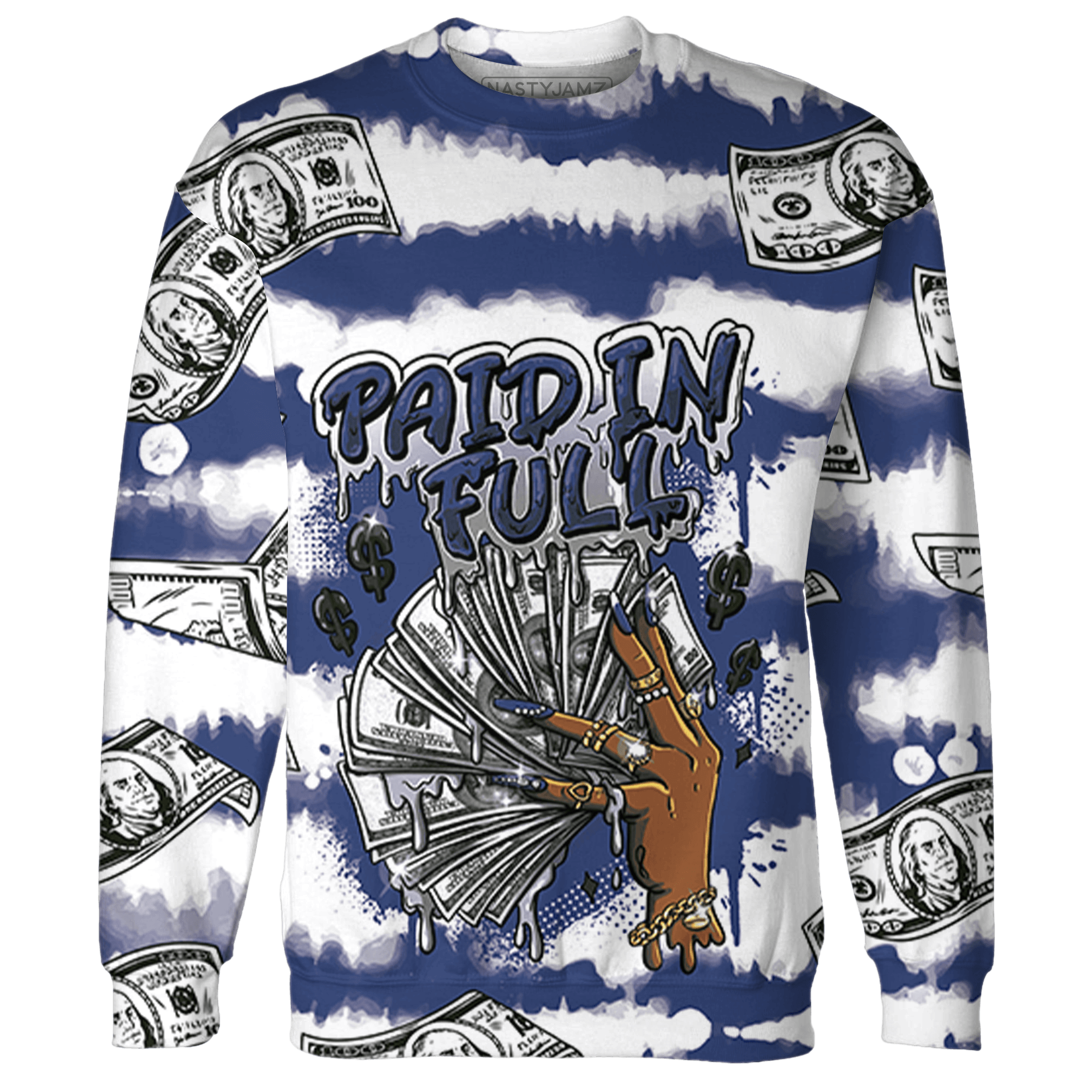 Midnight Navy 5s Sweatshirt Match Paid In Full 3D All-Over Print - NastyJamz