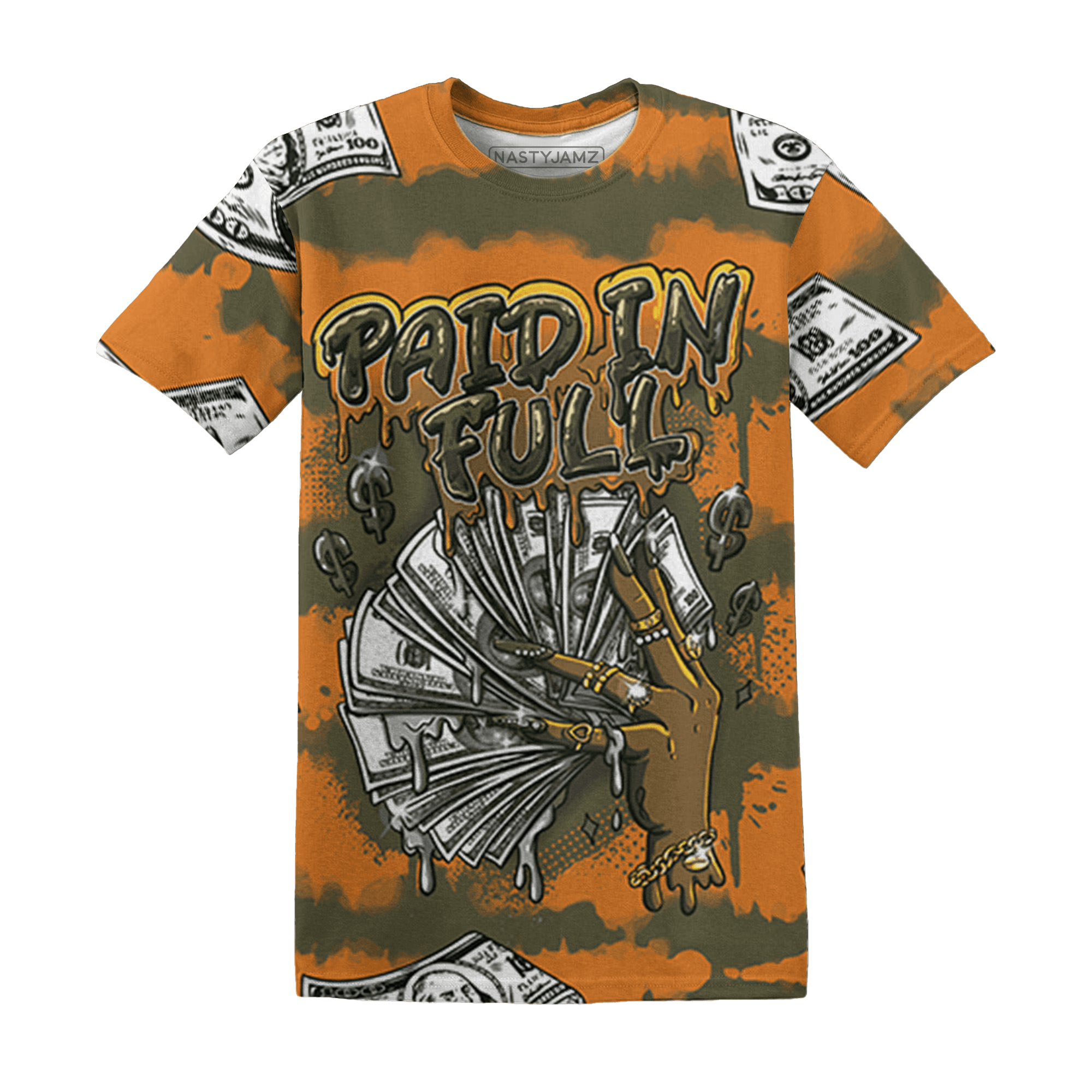 Olive 5s T Shirt Match Paid In Full 3D All-Over Print - NastyJamz