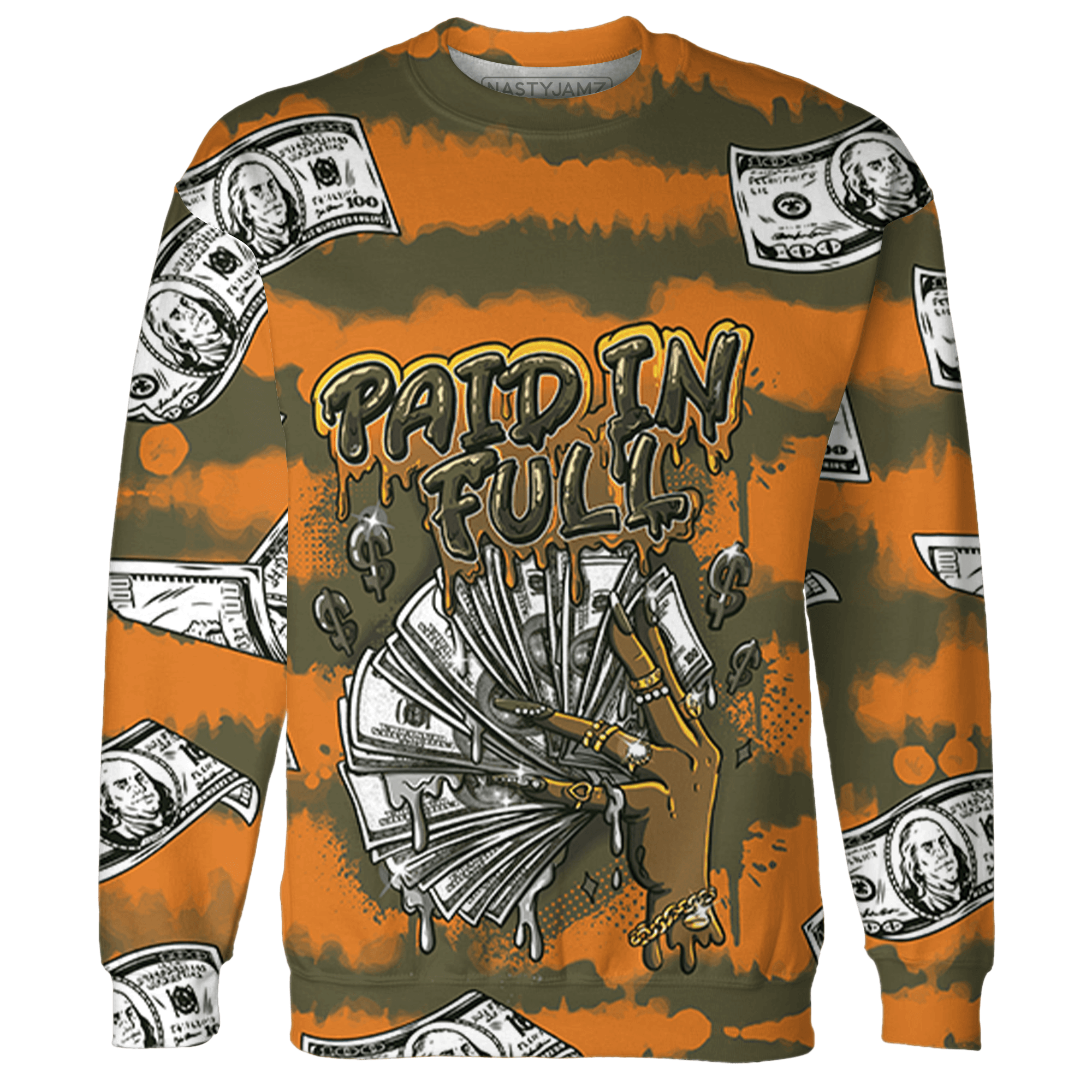 Olive 5s Sweatshirt Match Paid In Full 3D All-Over Print - NastyJamz