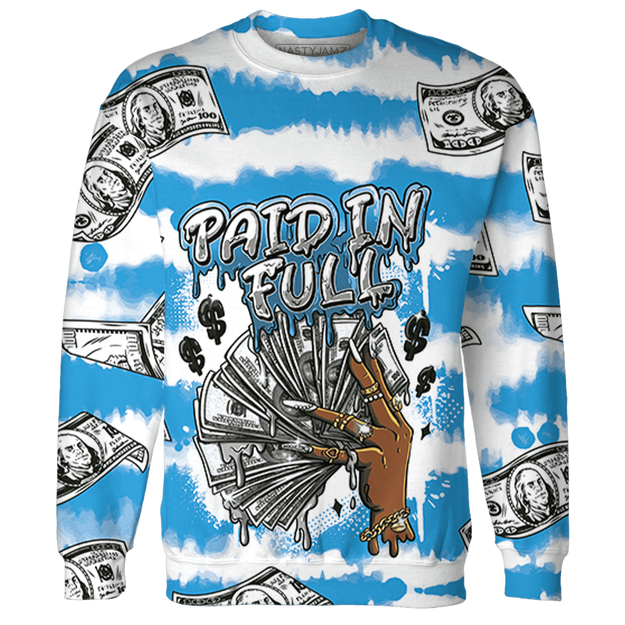 Powder Blue 9s Sweatshirt Match Paid In Full 3D All-Over Print - NastyJamz