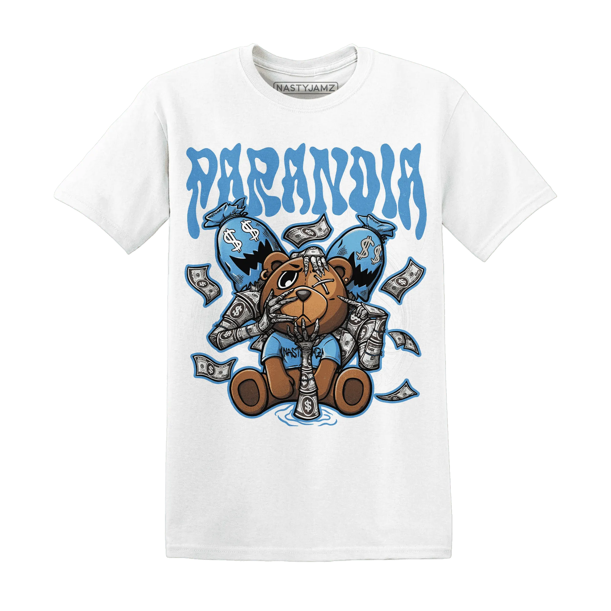 NastyJamz-Carolina-Blue-Univercitii-17s-T-Shirt-Match-Paranoia-Money-BER