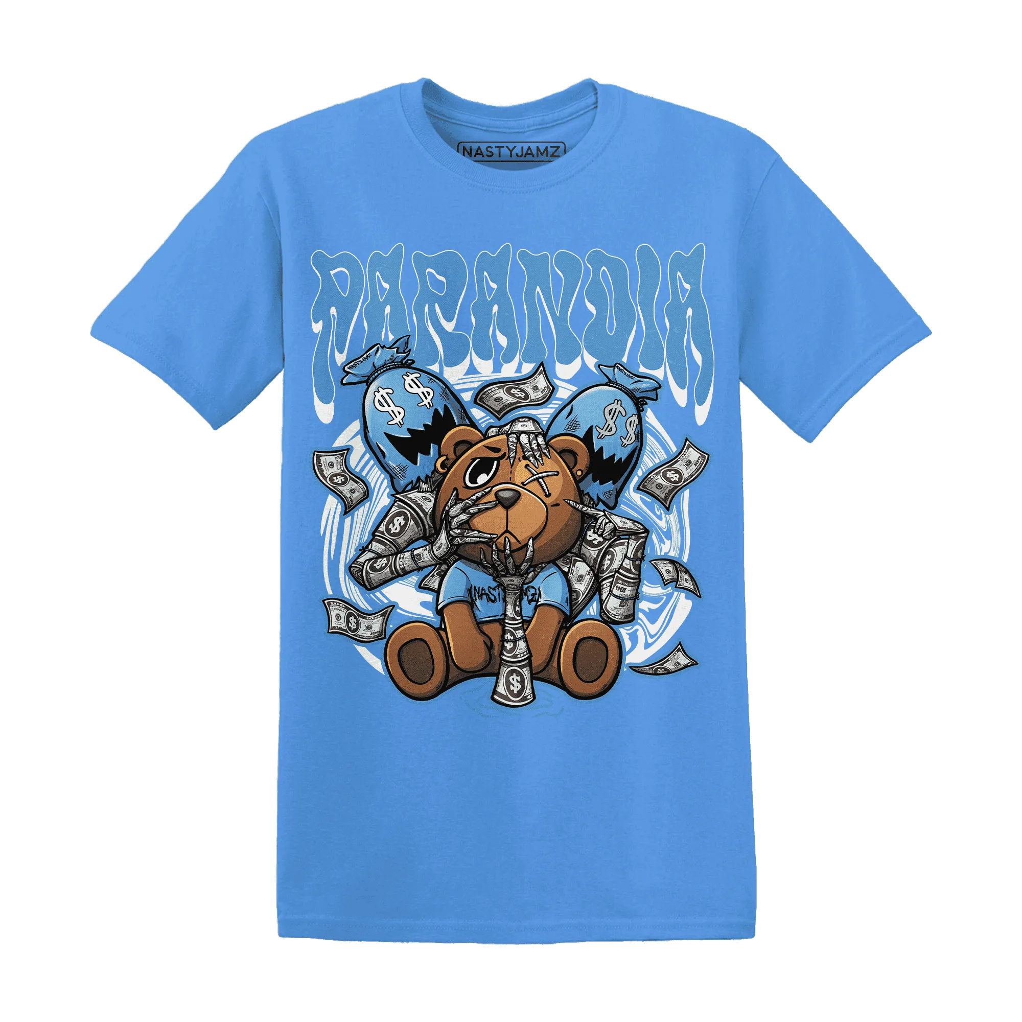 NastyJamz-Carolina-Blue-Univercitii-17s-T-Shirt-Match-Paranoia-Money-BER