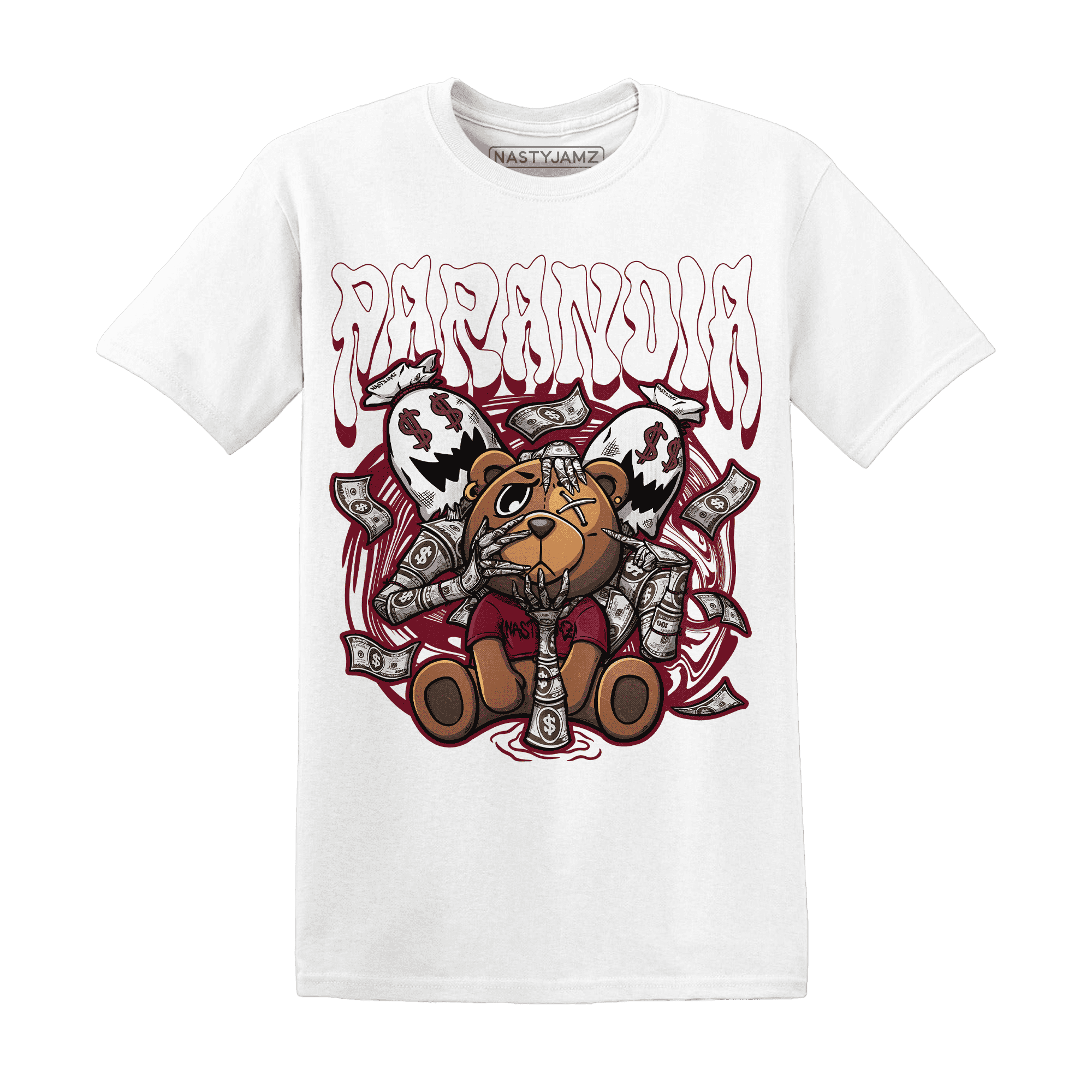 High White Team Red 1s T Shirt Match Paranoia Money BER - NastyJamz
