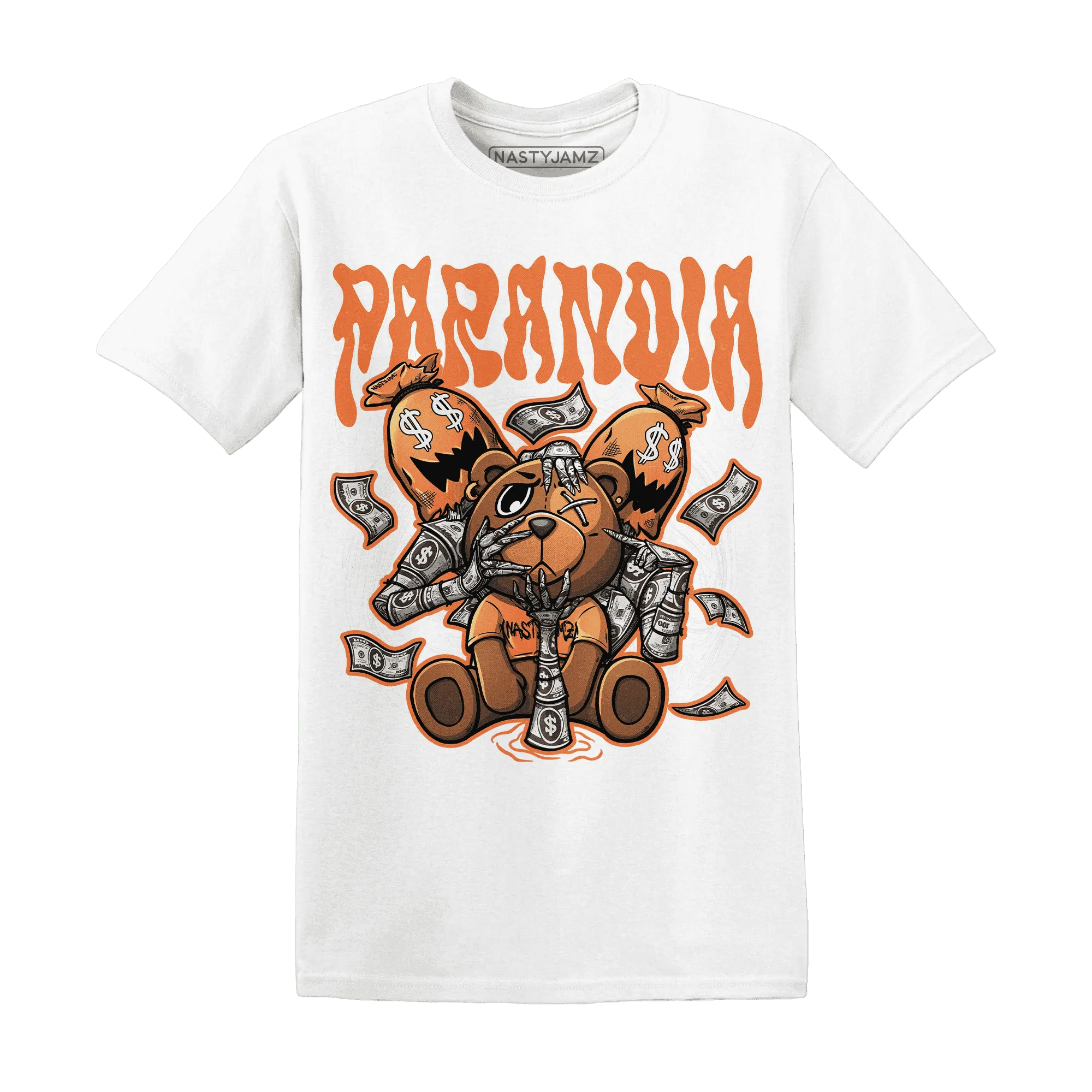 NastyJamz-AM-TW-White-Orange-T-Shirt-Match-Paranoia-Money-BER