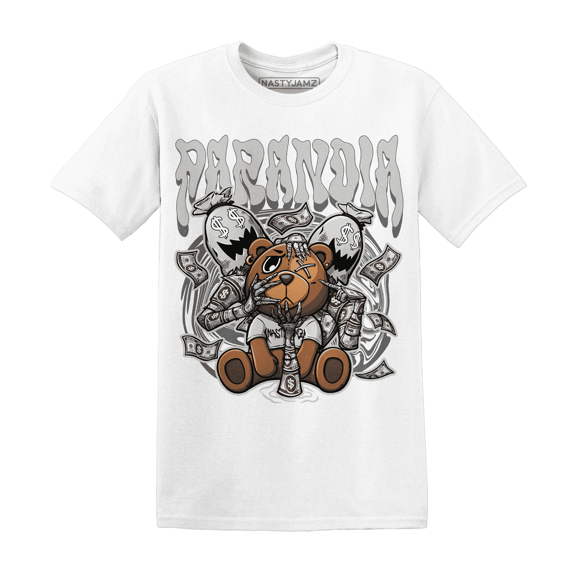 Retro High OG Black White 1s T Shirt Match Paranoia Money BER - NastyJamz