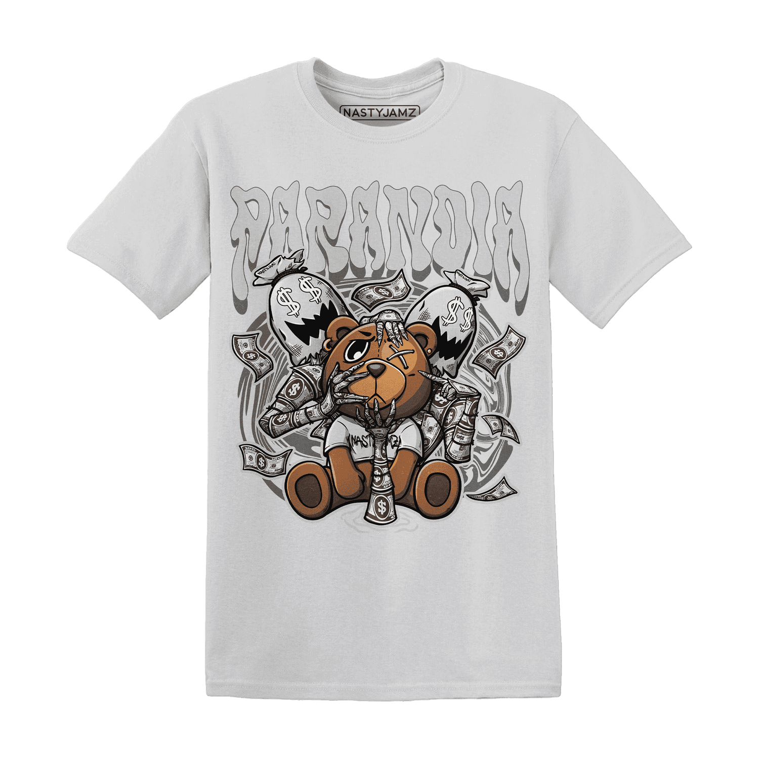 Retro High OG Black White 1s T Shirt Match Paranoia Money BER - NastyJamz