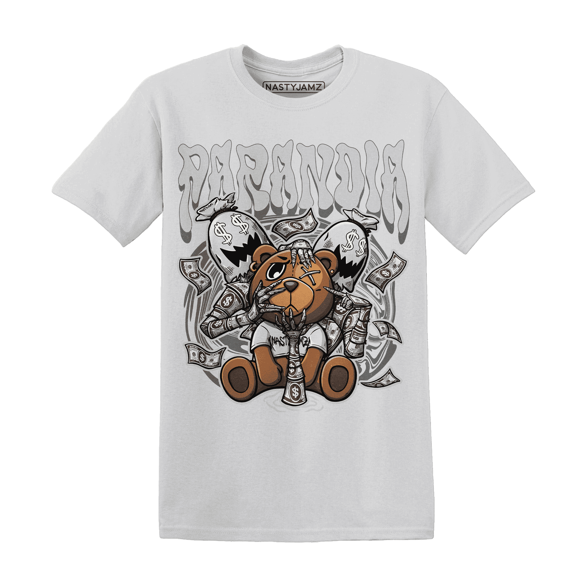 Retro High OG Black White 1s T Shirt Match Paranoia Money BER - NastyJamz