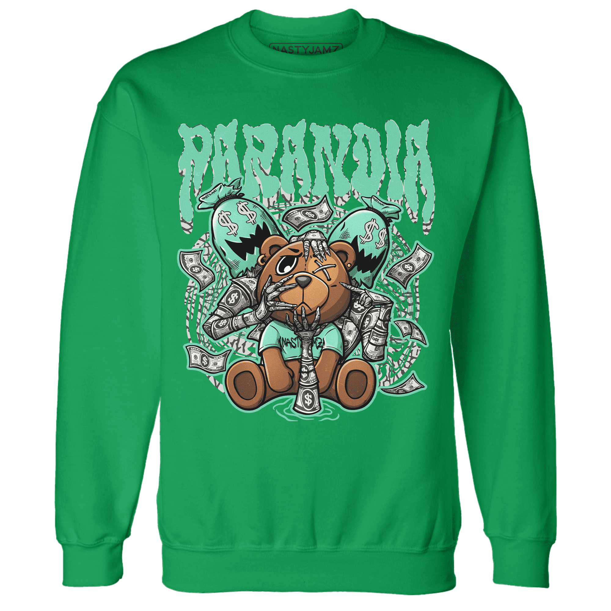 Green Glow 3s Sweatshirt Match Paranoia Money BER - NastyJamz