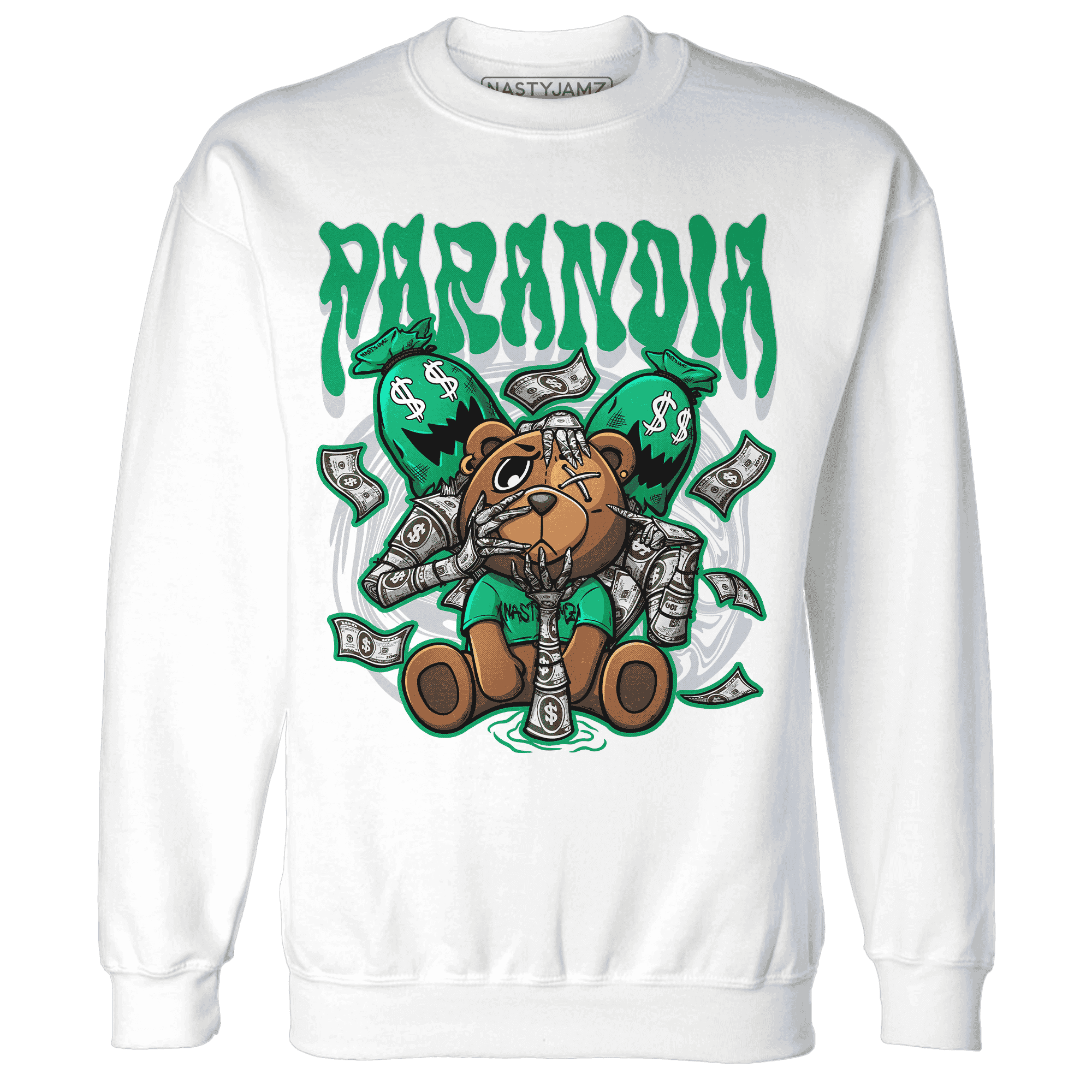 Lucky Green 5s Sweatshirt Match Paranoia Money BER - NastyJamz