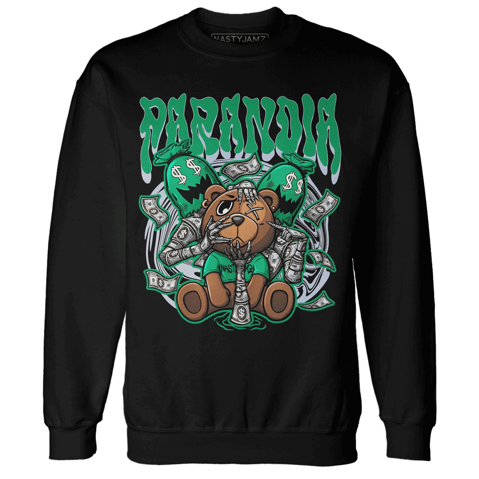 Lucky Green 5s Sweatshirt Match Paranoia Money BER - NastyJamz