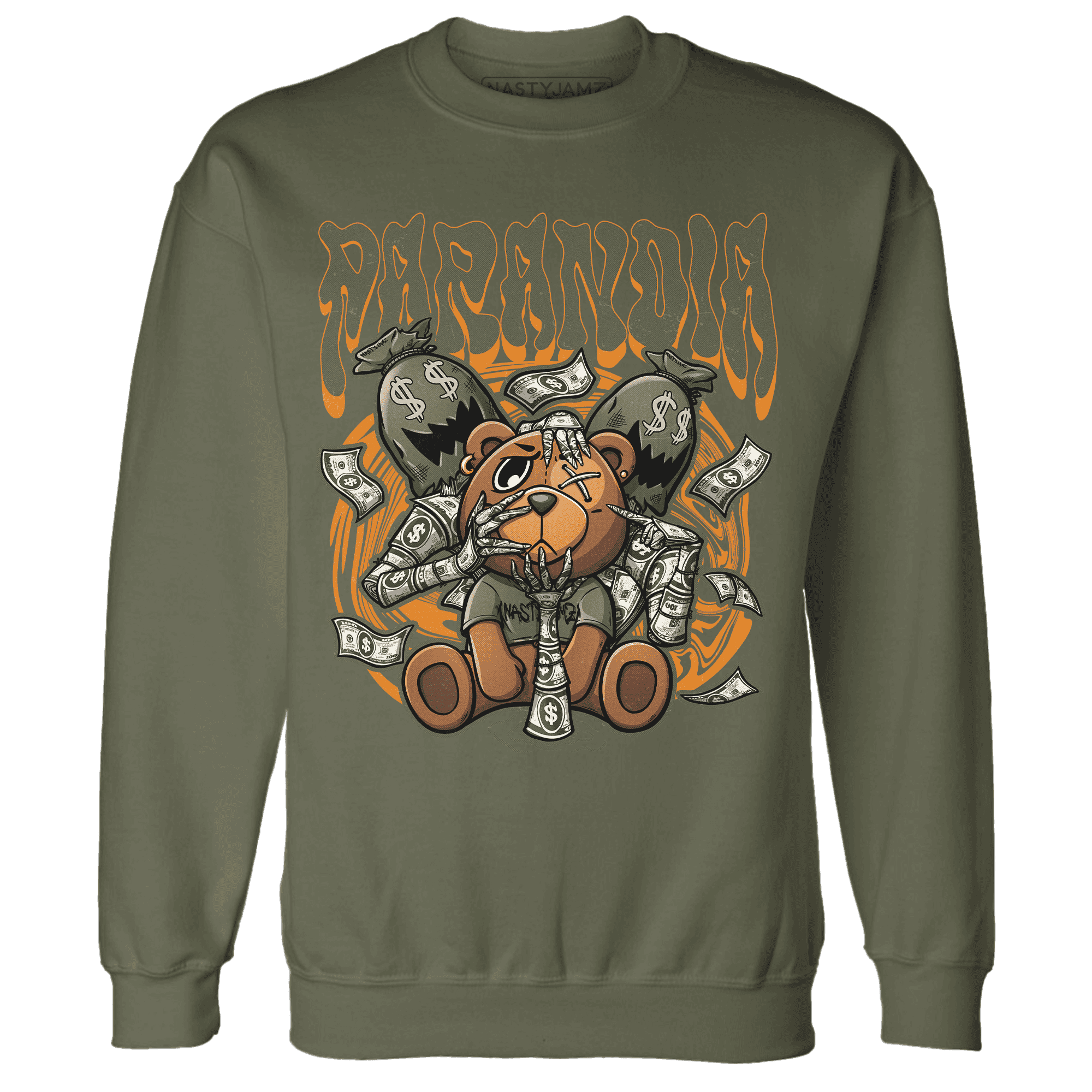 Olive 5s Sweatshirt Match Paranoia Money BER - NastyJamz