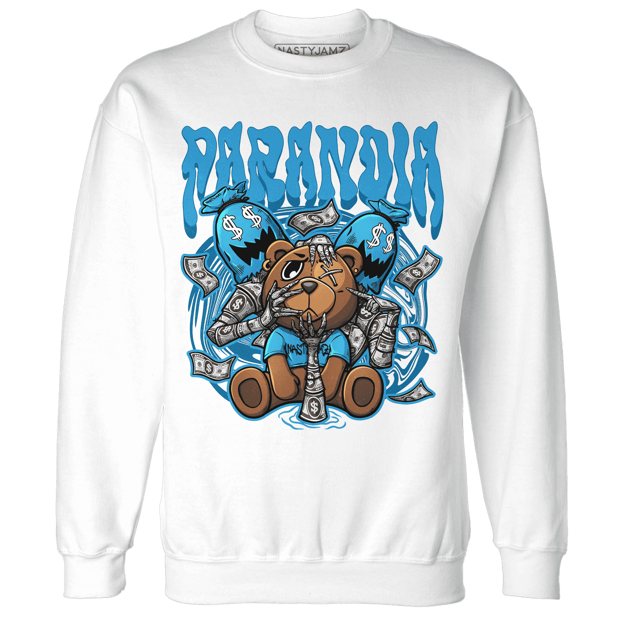 Powder Blue 9s Sweatshirt Match Paranoia Money BER - NastyJamz