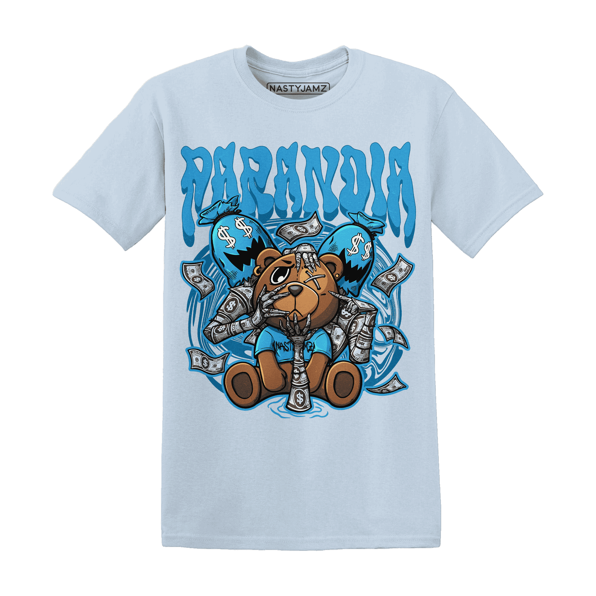 Powder Blue 9s T Shirt Match Paranoia Money BER - NastyJamz