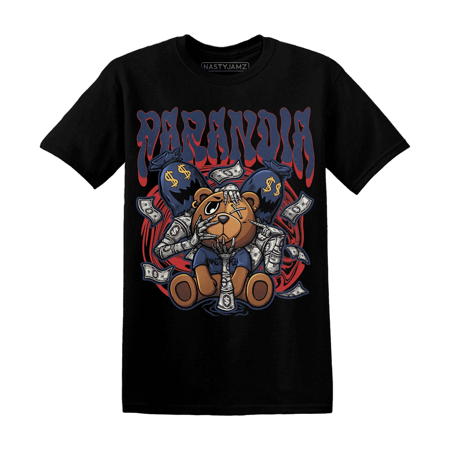 VaporMax-Air-Plus-Midnight-Navy-Gold-Black-NastyJamz-T-Shirt-Match-Paranoia-Money-BER