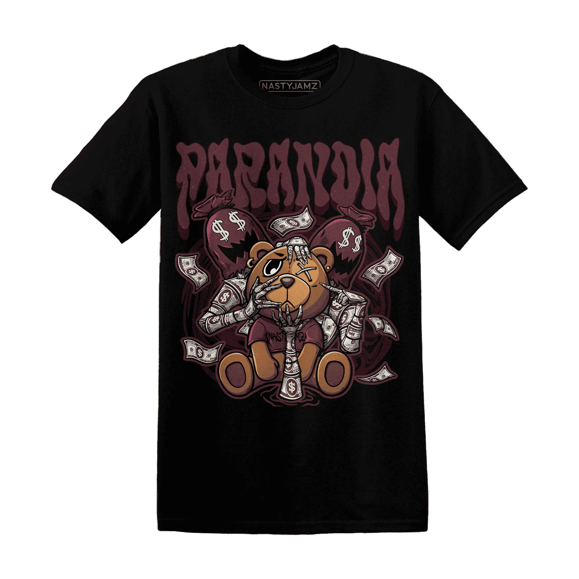NastyJamz-VaporMax-Night-Maron-Burgundy-T-Shirt-Match-Paranoia-Money-BER