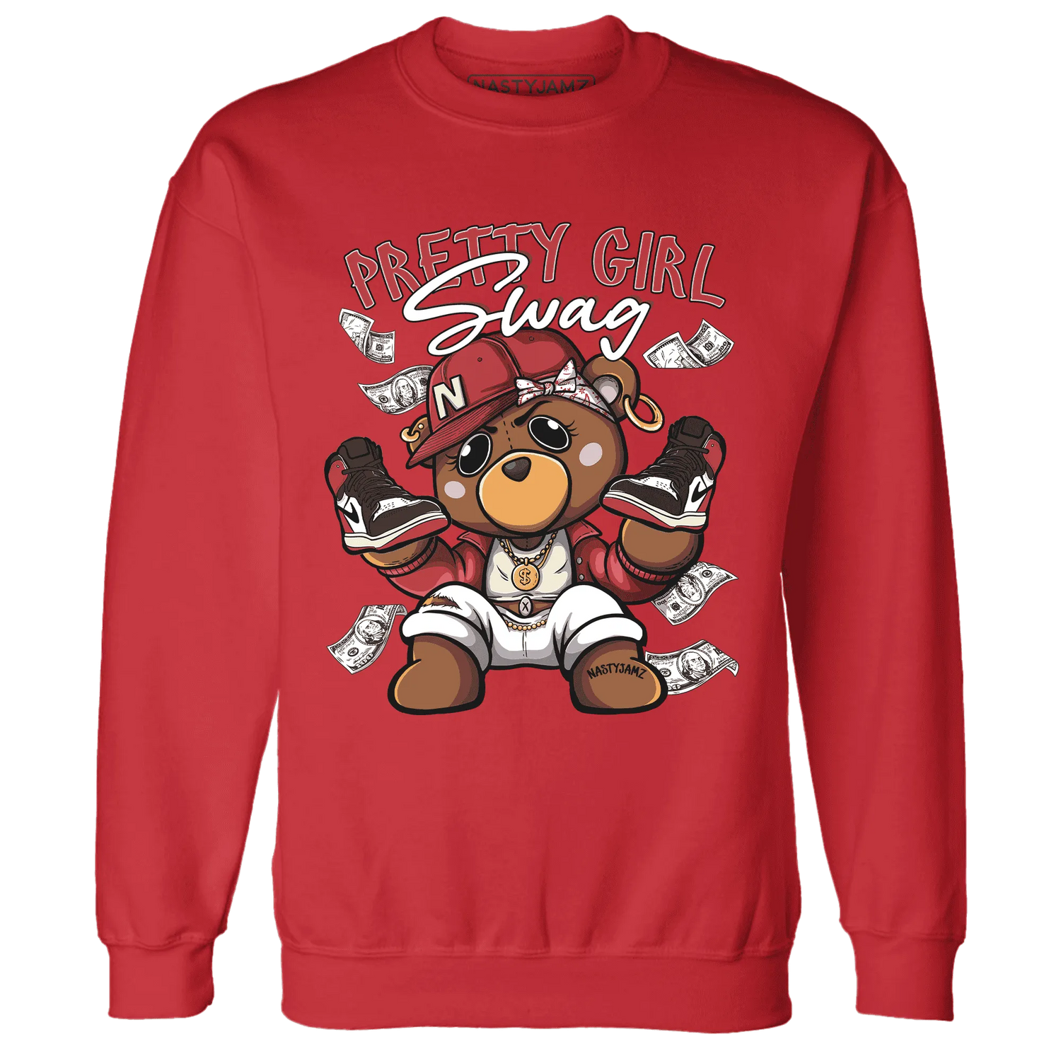 Black-Toe-Reimagined-Red-White-1s-NastyJamz-Sweatshirt-Match-Pretty-BERNIE