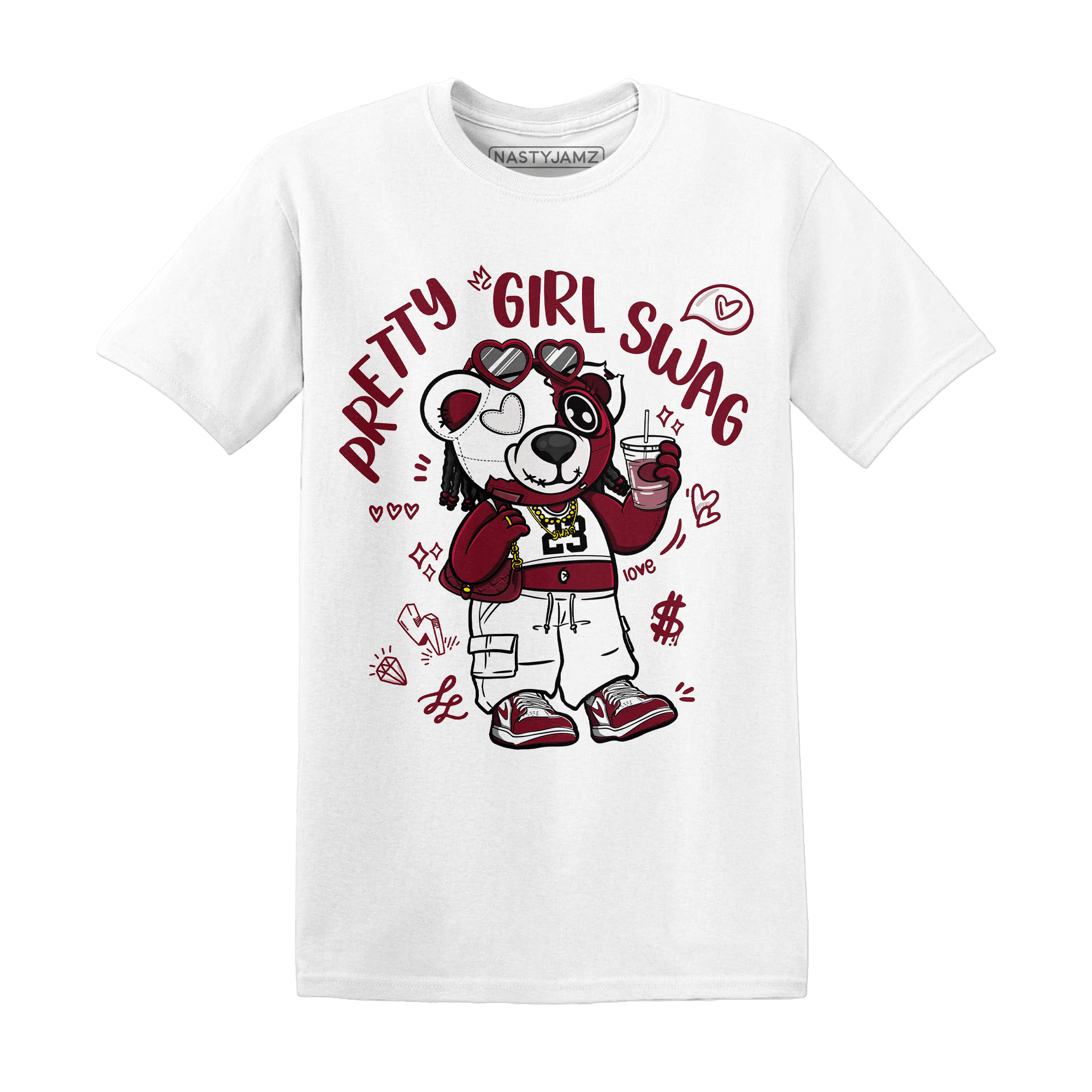 High White Team Red 1s T Shirt Match Pretty Girl Swag BER - NastyJamz