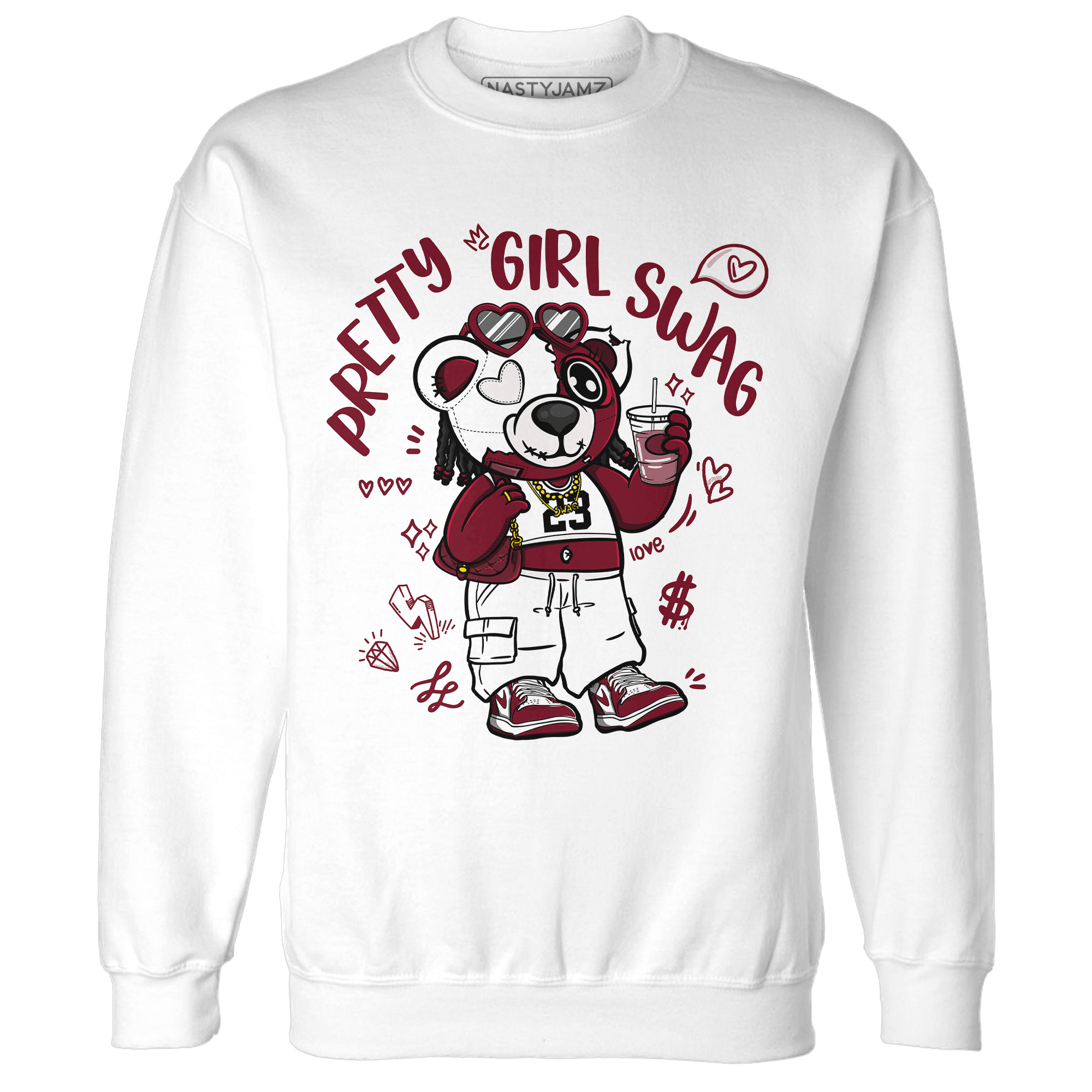 High White Team Red 1s Sweatshirt Match Pretty Girl Swag BER - NastyJamz