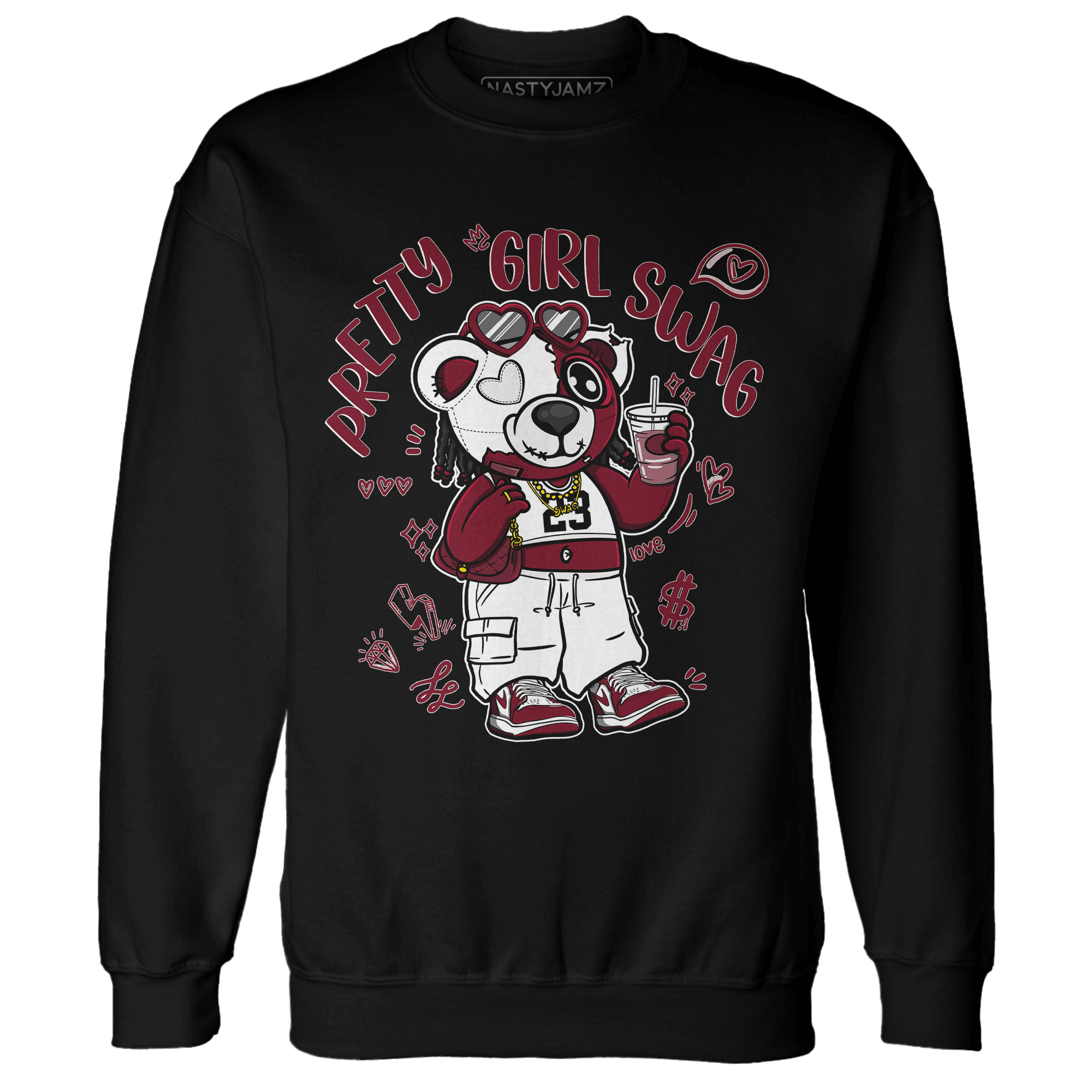 High White Team Red 1s Sweatshirt Match Pretty Girl Swag BER - NastyJamz