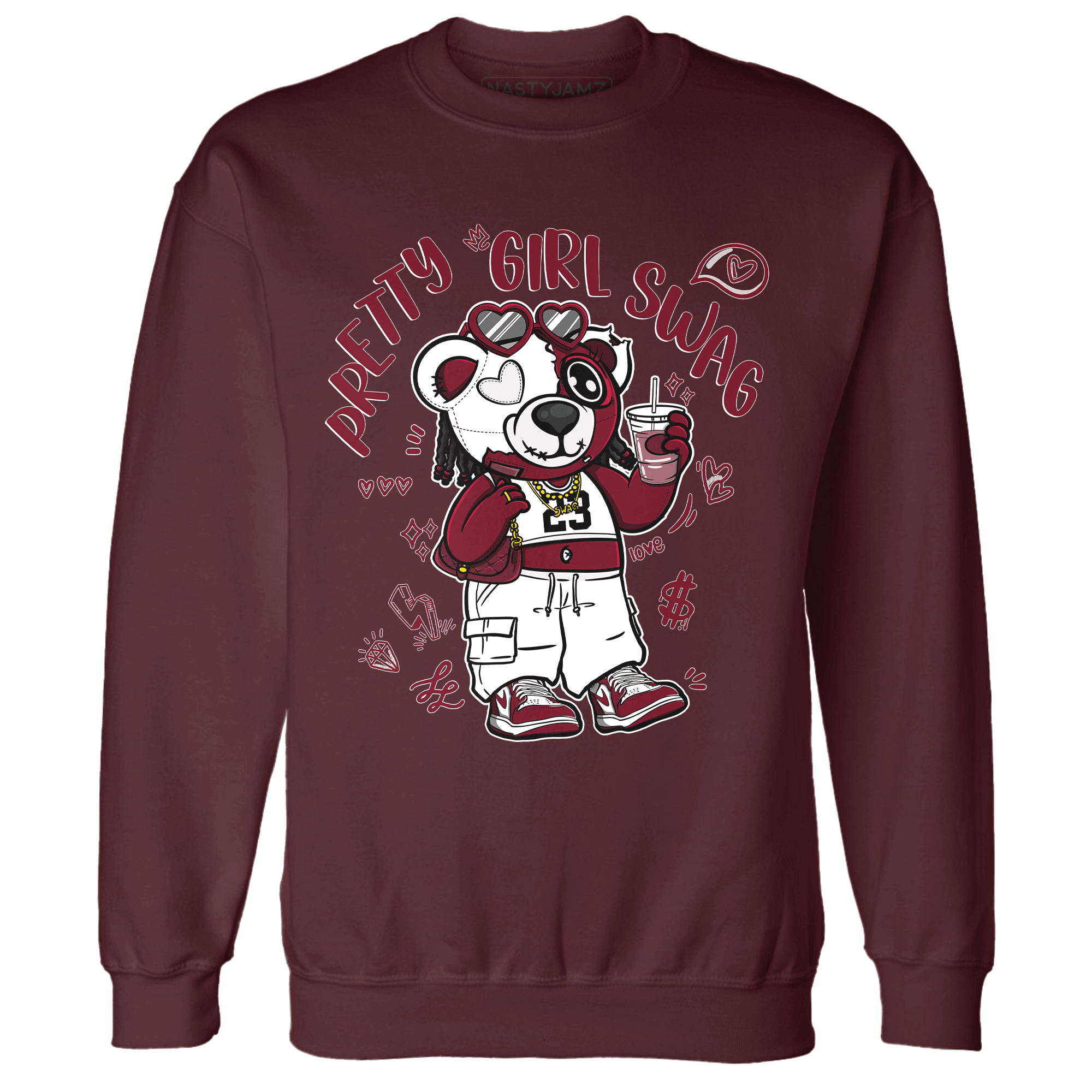 High White Team Red 1s Sweatshirt Match Pretty Girl Swag BER - NastyJamz