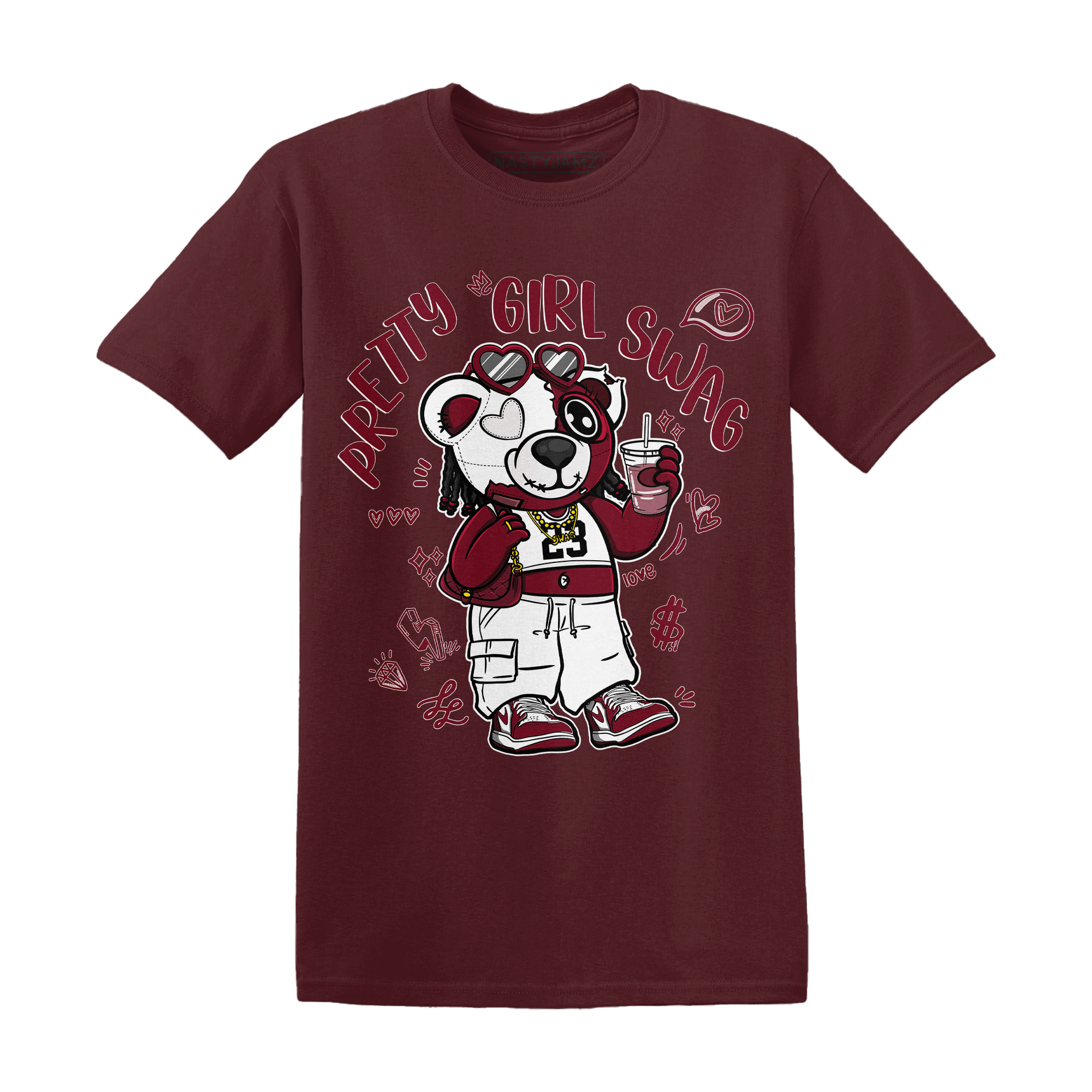 High White Team Red 1s T Shirt Match Pretty Girl Swag BER - NastyJamz