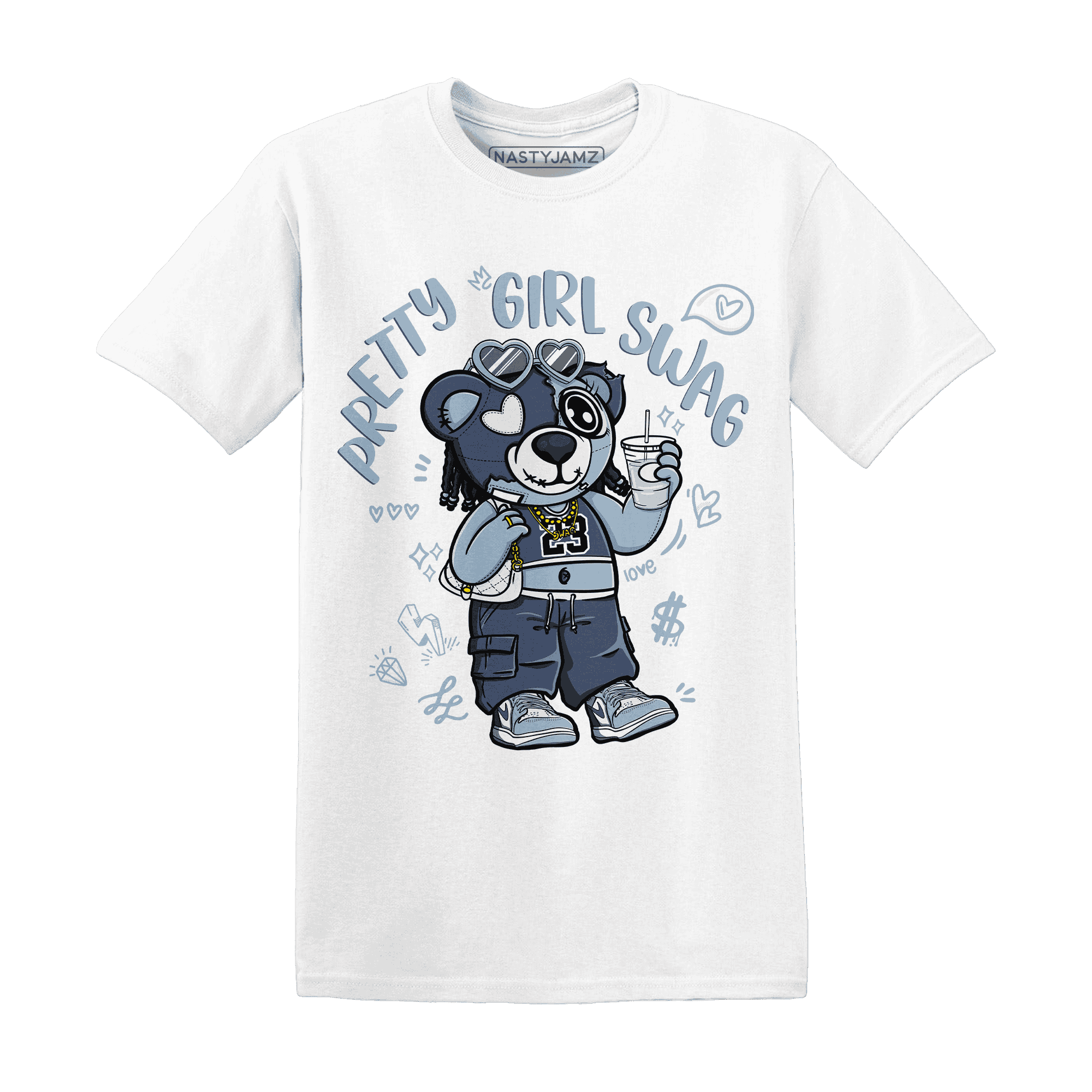 Mid Diffused Blue Grey 1s T Shirt Match Pretty Girl Swag BER - NastyJamz