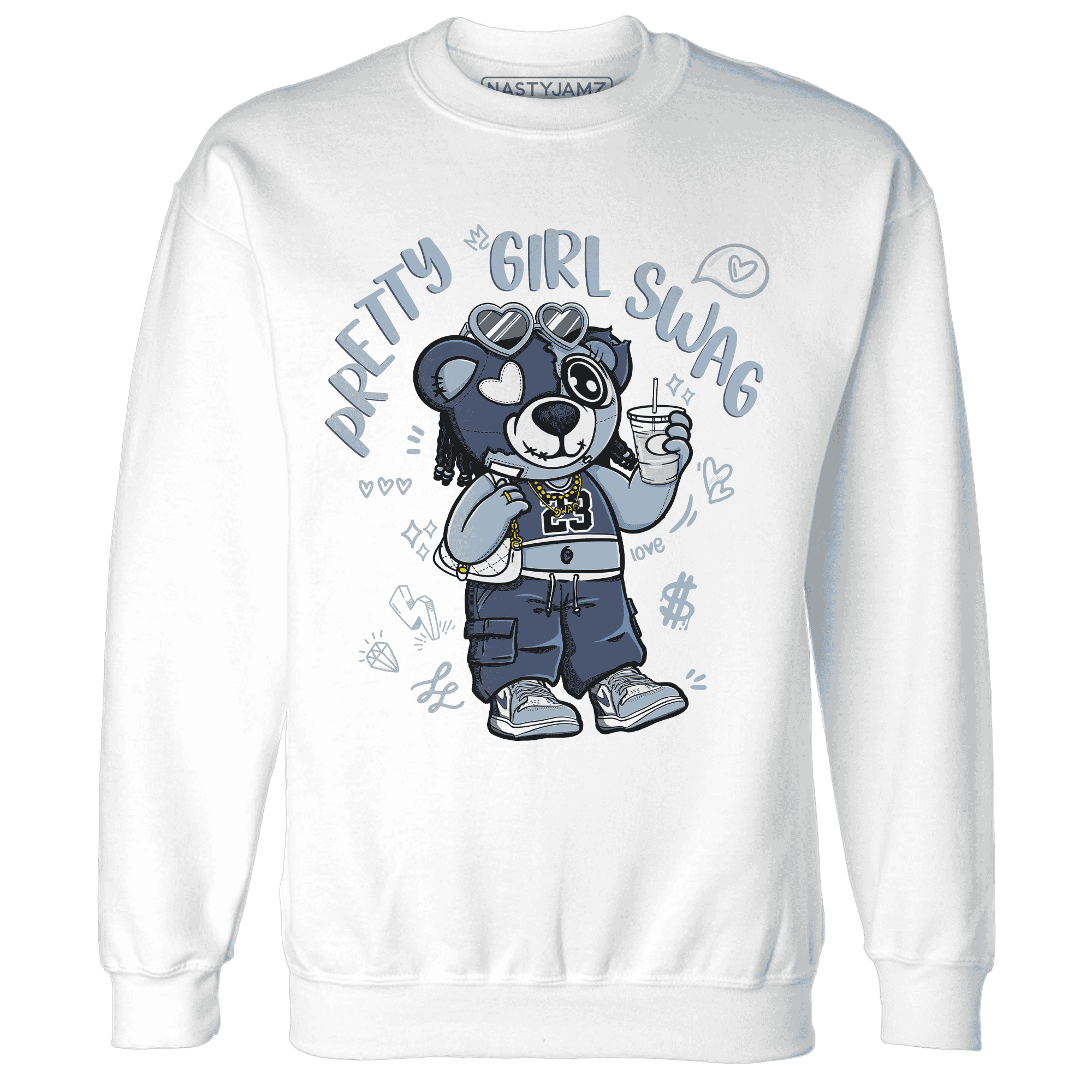 Mid Diffused Blue Grey 1s Sweatshirt Match Pretty Girl Swag BER - NastyJamz