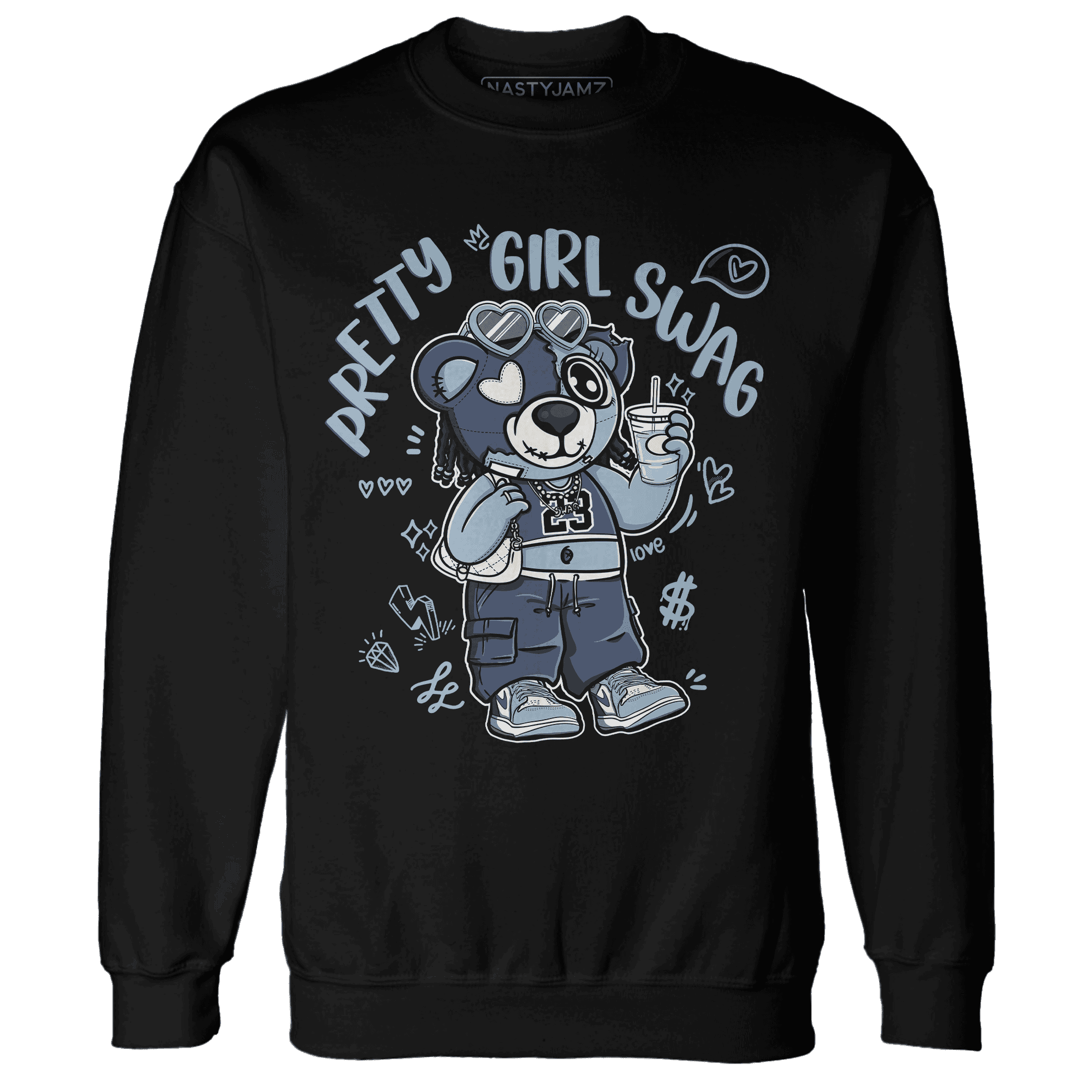 Mid Diffused Blue Grey 1s Sweatshirt Match Pretty Girl Swag BER - NastyJamz