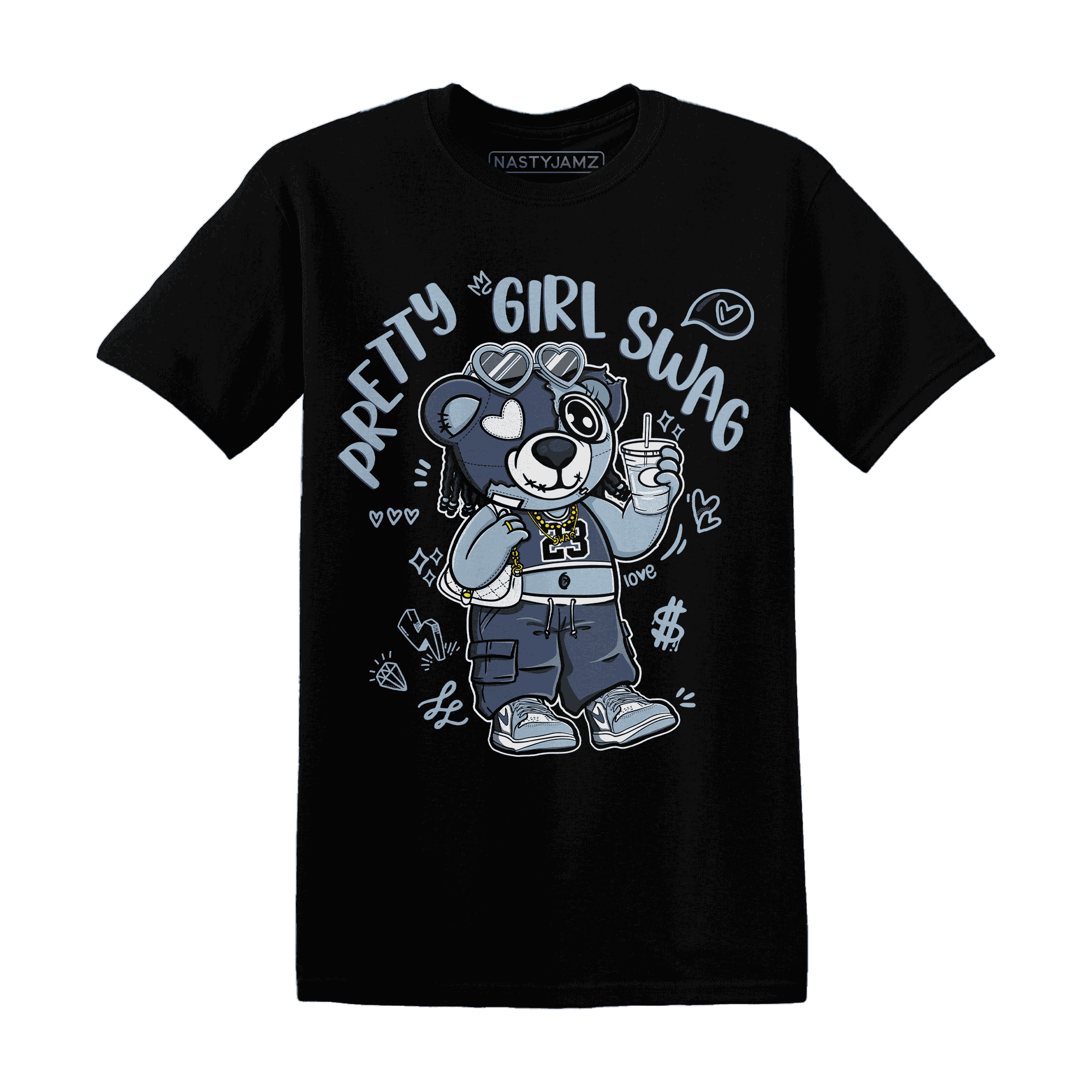 Mid Diffused Blue Grey 1s T Shirt Match Pretty Girl Swag BER - NastyJamz