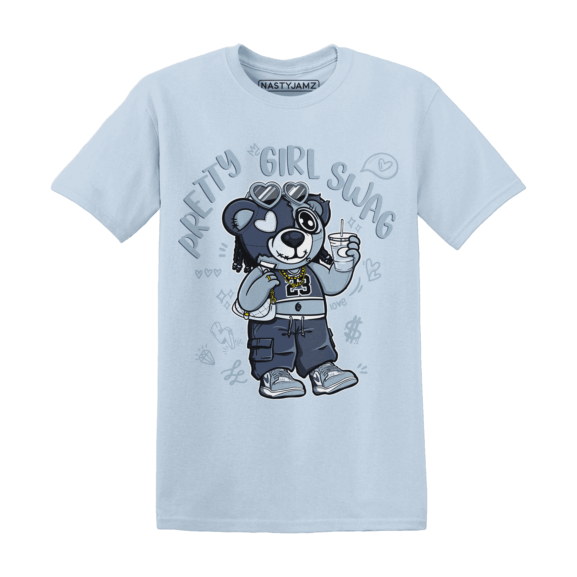 Mid Diffused Blue Grey 1s T Shirt Match Pretty Girl Swag BER - NastyJamz