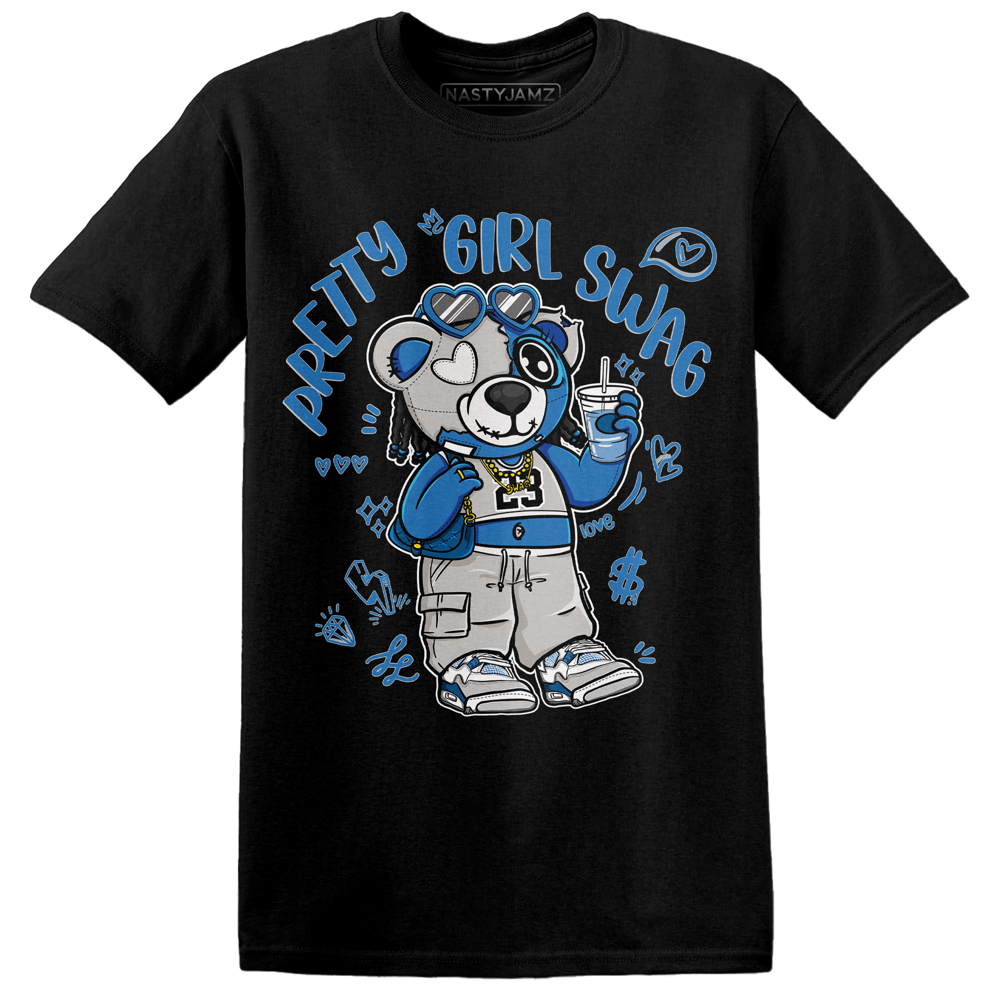 Industrial Blue 4s T Shirt Match Pretty Girl Swag BER - NastyJamz