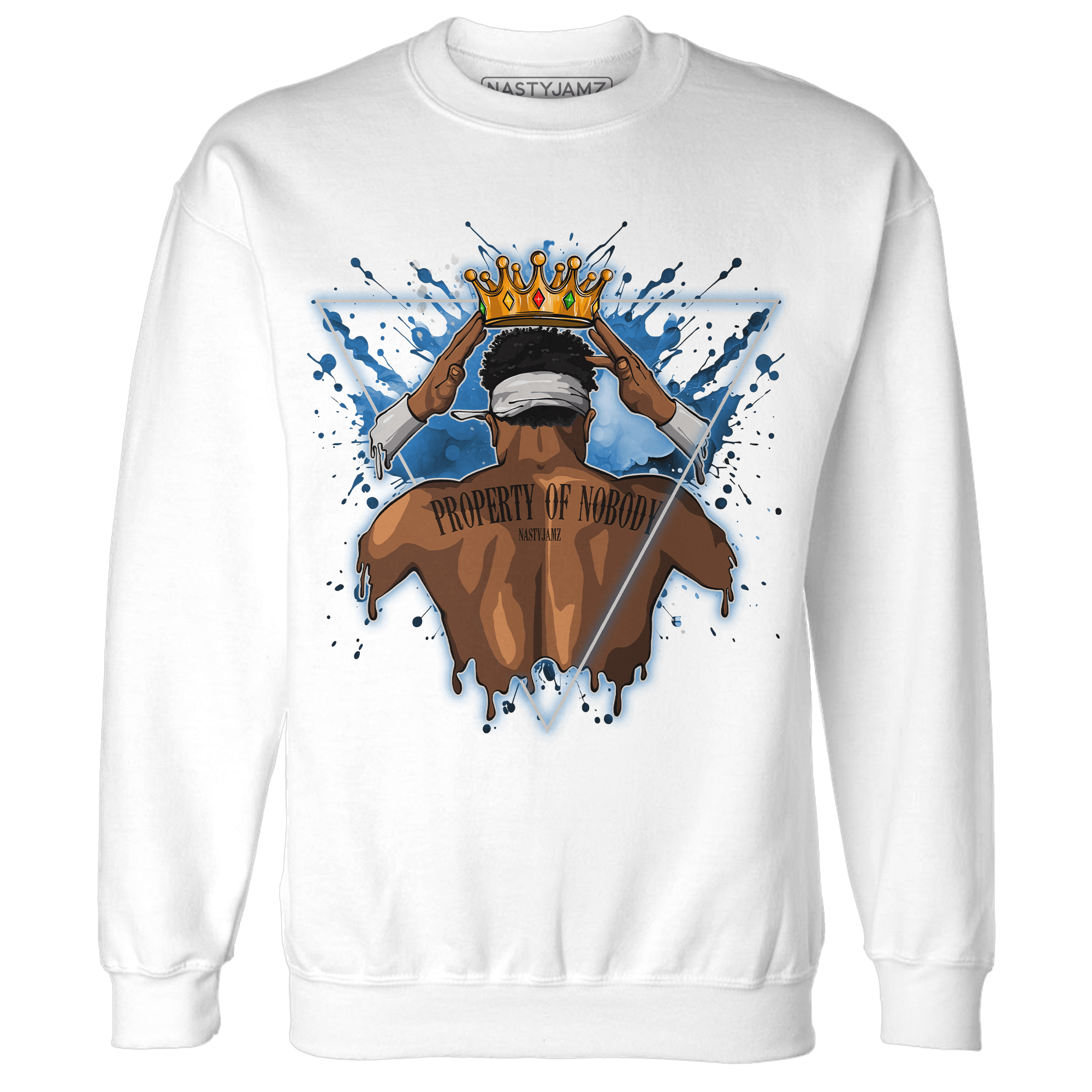 Industrial Blue 4s Sweatshirt Match Property Of Nobody - NastyJamz