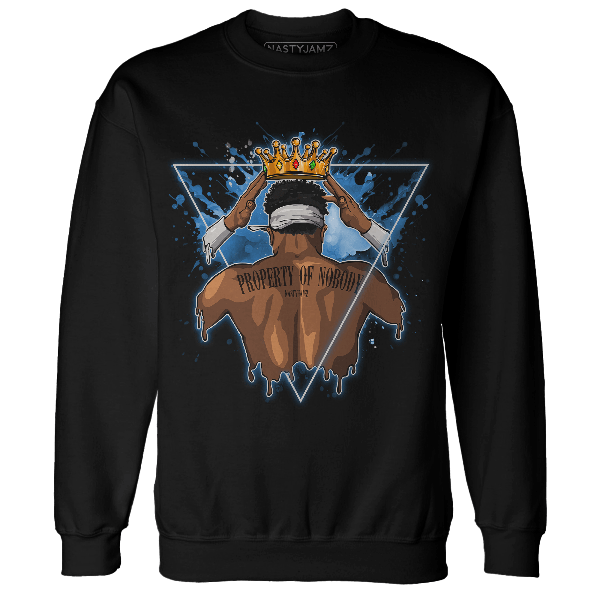 Industrial Blue 4s Sweatshirt Match Property Of Nobody - NastyJamz