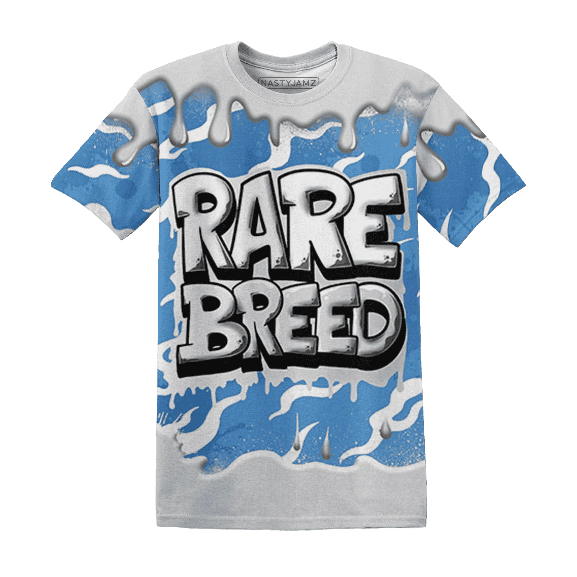 Carolina-Blue-Univercitii-17s-T-Shirt-Match-Rare-Breed-3D-Drippin