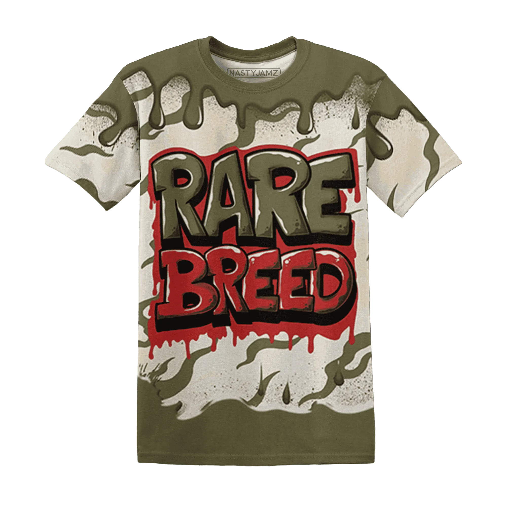 Medium-Olive-1s-T-Shirt-Match-Rare-Breed-3D-Drippin