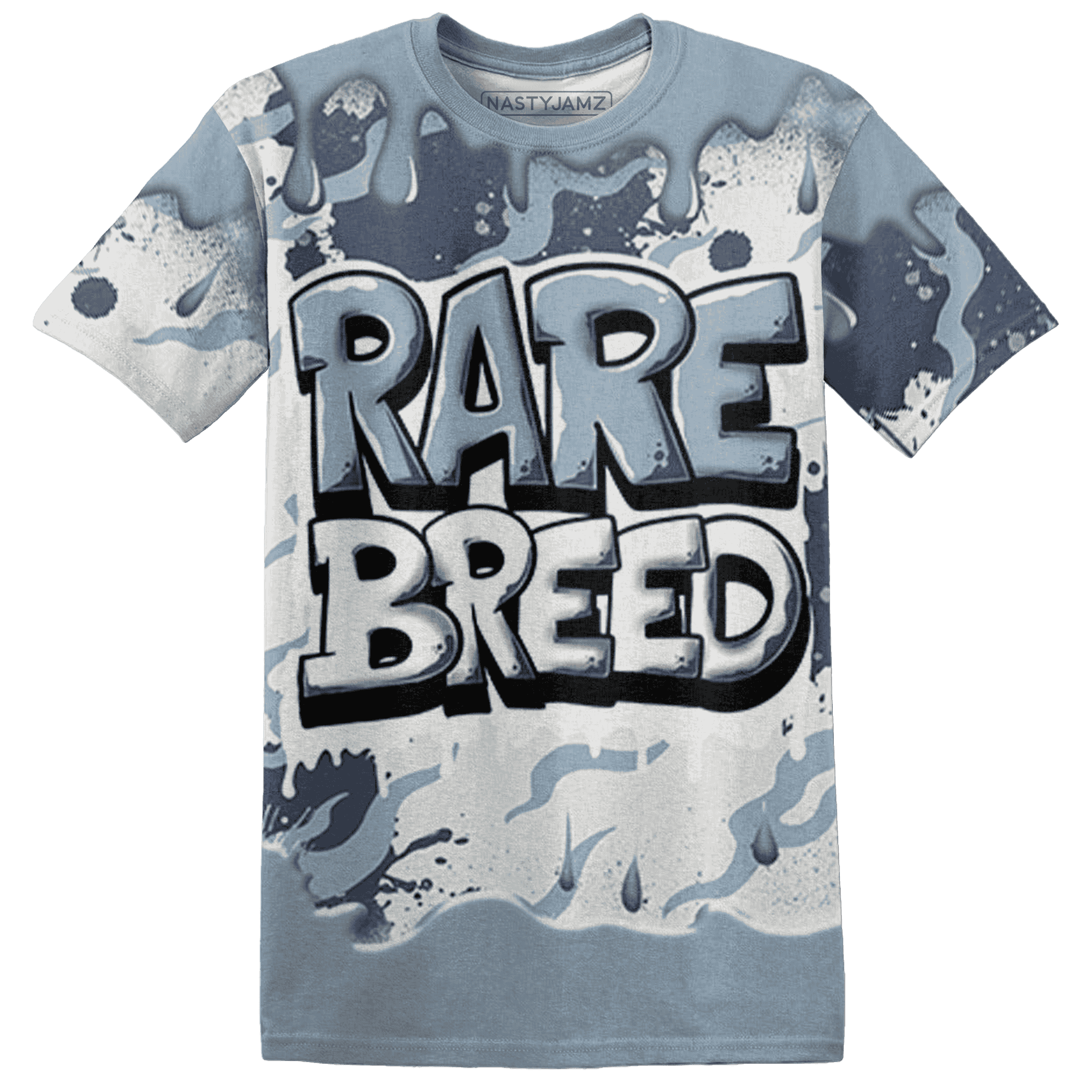 Mid Diffused Blue Grey 1s T Shirt Match Rare Breed 3D All-Over Print Drippin - NastyJamz