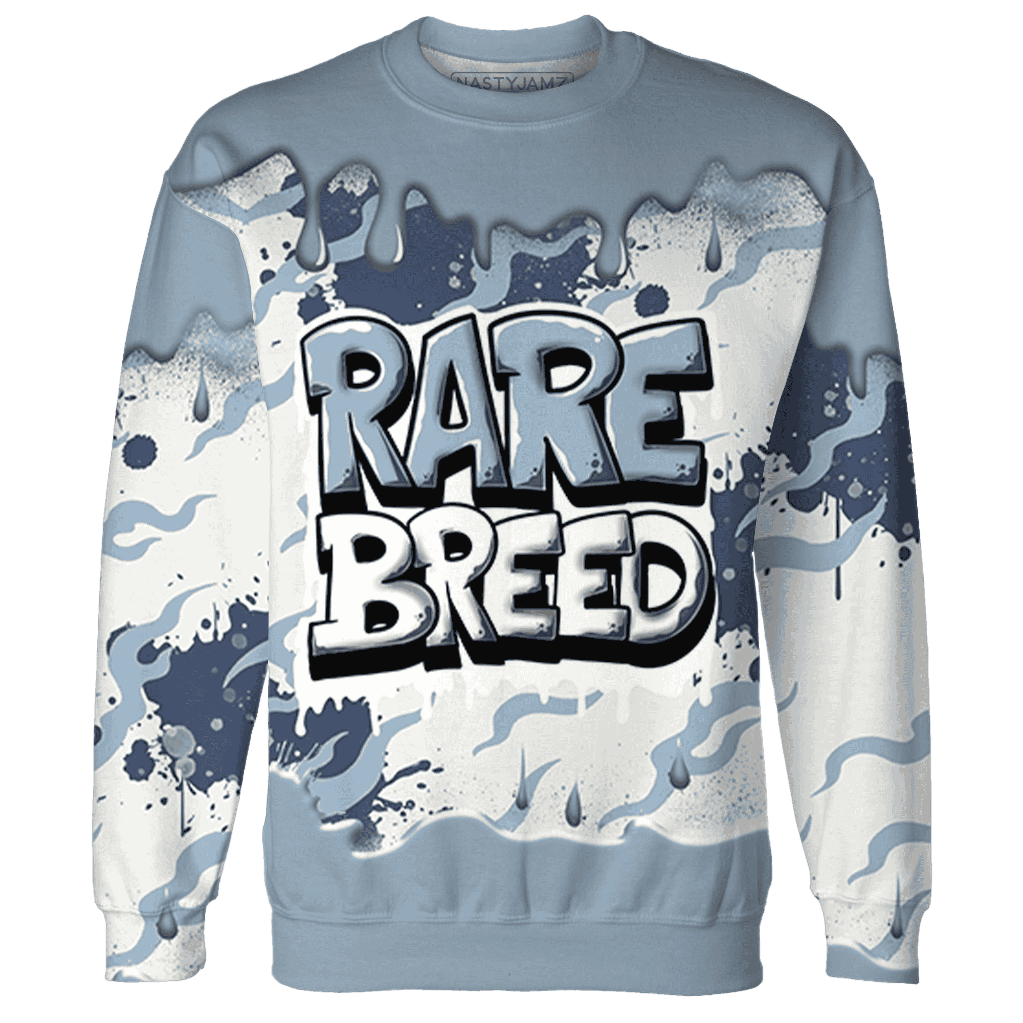 Mid Diffused Blue Grey 1s Sweatshirt Match Rare Breed 3D All-Over Print Drippin - NastyJamz