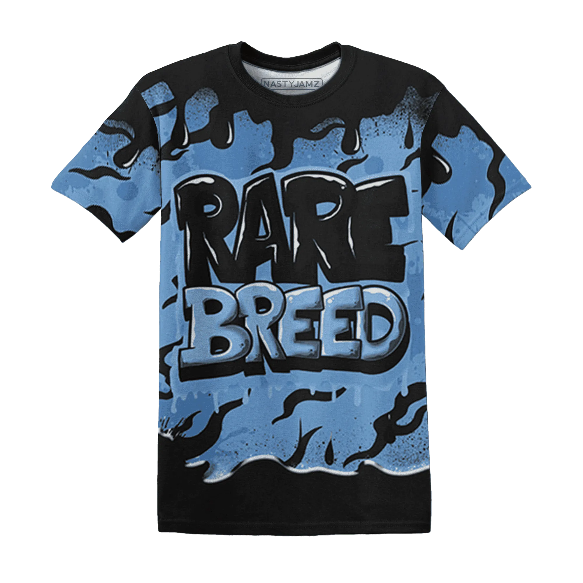 AM-Plus-Black-Univercitii-Blue-T-Shirt-Match-Rare-Breed-3D-Drippin