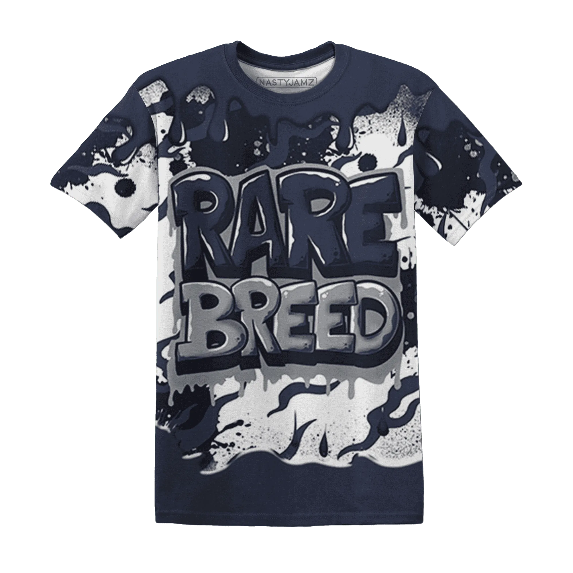VaporMax-Plus-Midnight-Navy-White-Metallic-Silver-NastyJamz-T-Shirt-Match-Rare-Breed-3D-Drippin