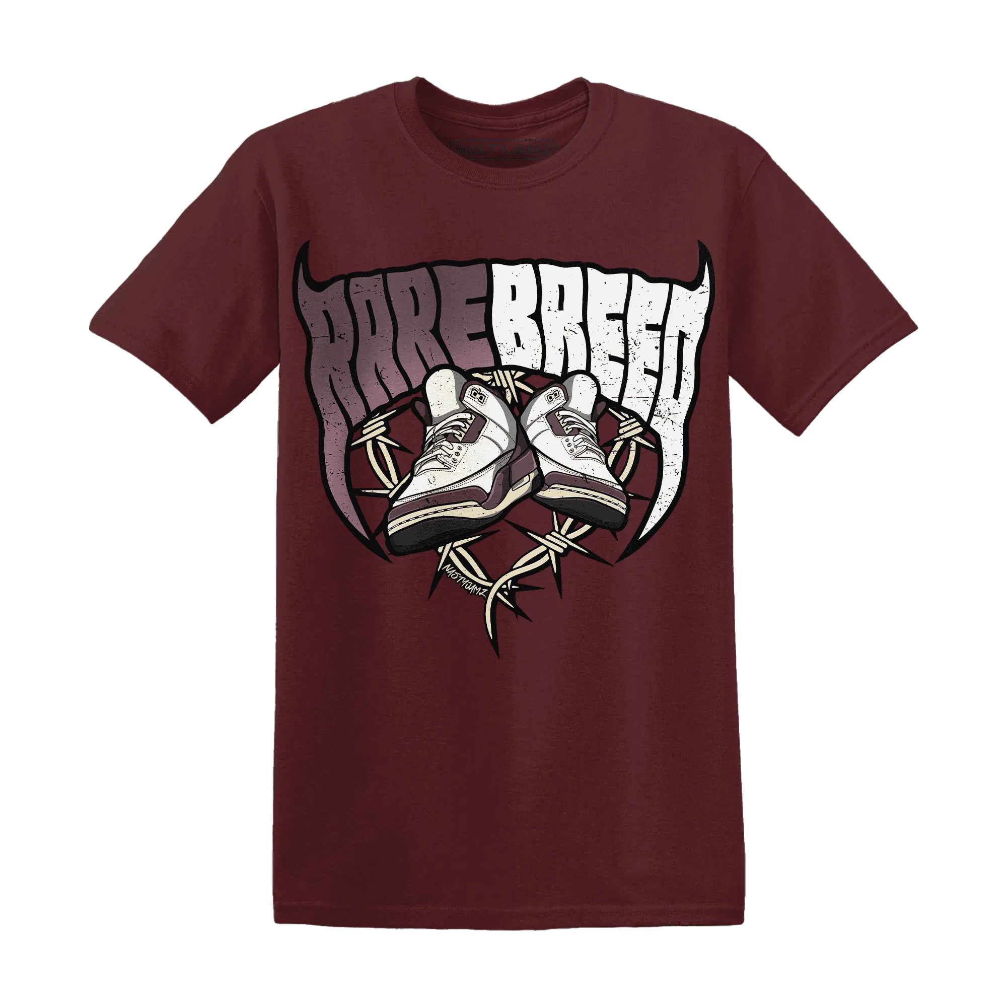 NastyJamz-Burgundy-Crush-3s-T-Shirt-Match-Rare-Breed-Sneaker